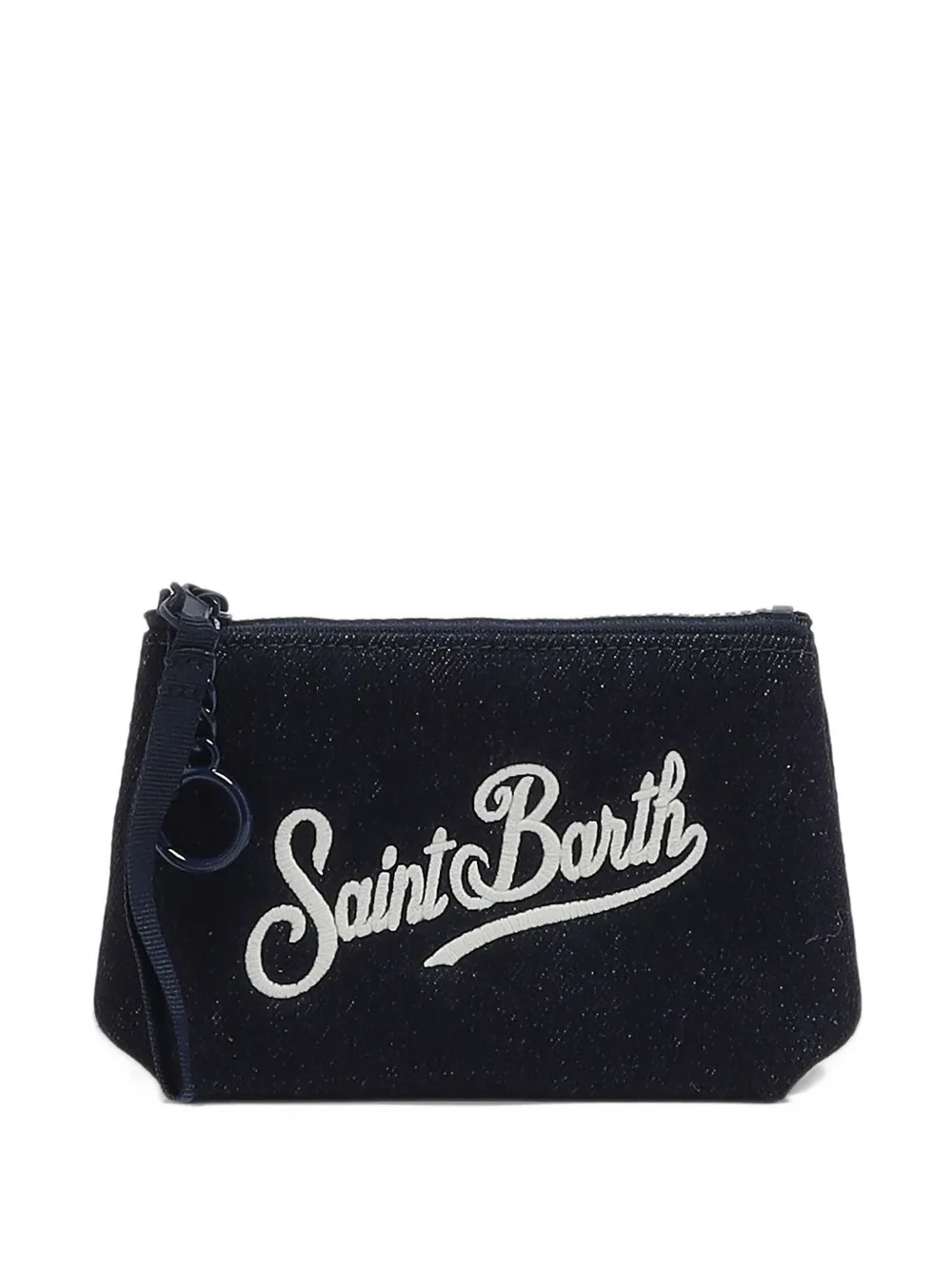 MC2 Saint Barth blue mini Aline denim pouch with logo embroidery Blauw