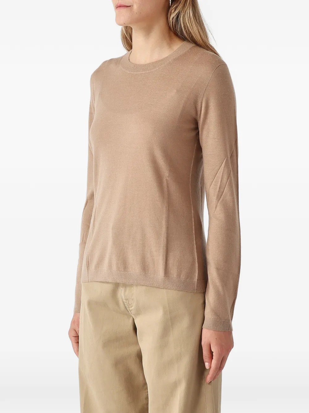 Max Mara Macina crew-neck long-sleeve sweater Beige