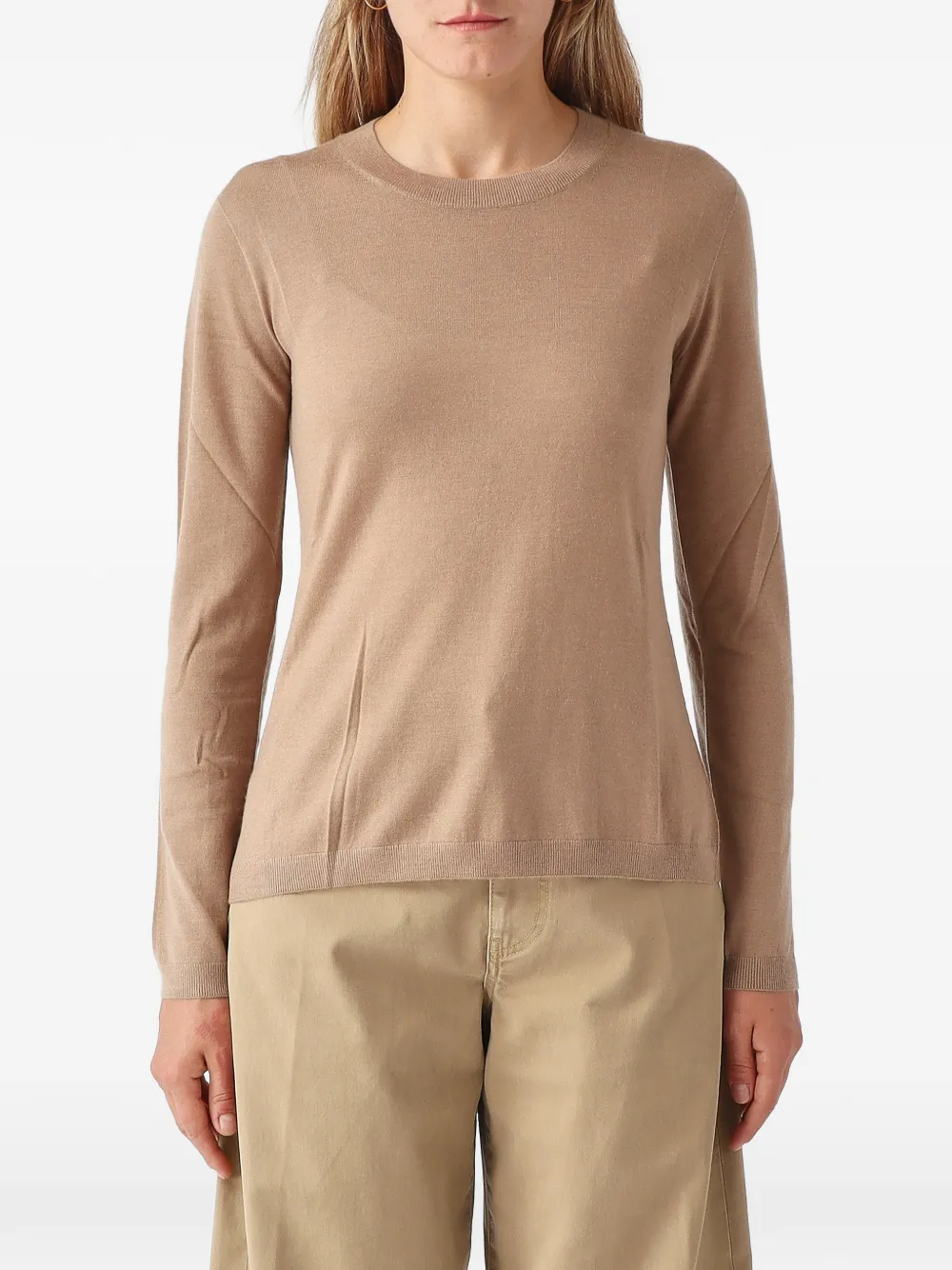 Max Mara Macina crew-neck long-sleeve sweater Beige