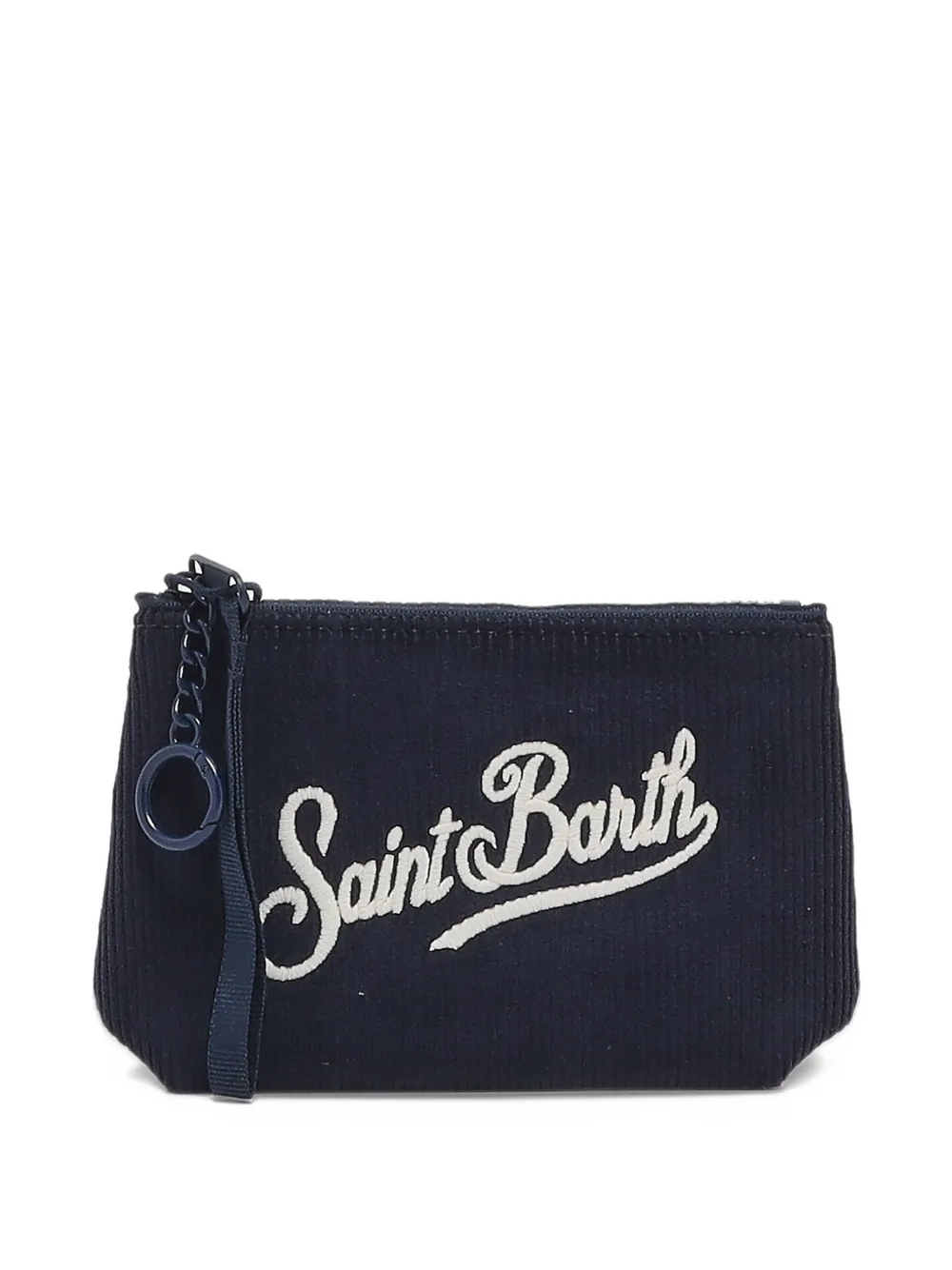 MC2 Saint Barth mini Aline corduroy pouch with logo embroidery Blauw