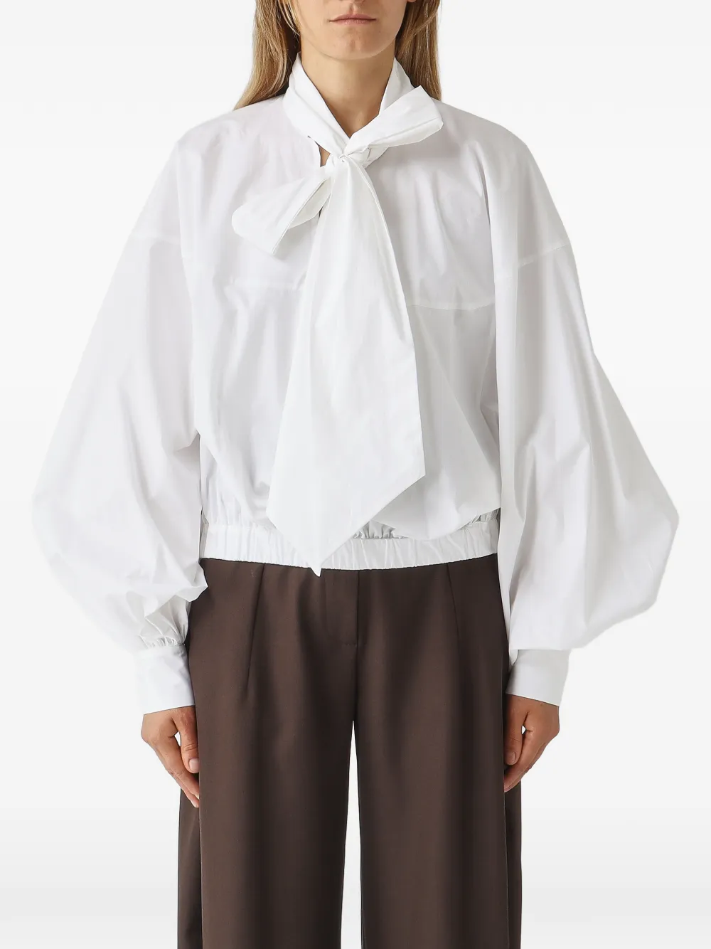 MeimeiJ pussy-bow balloon-sleeve blouse - Bianco