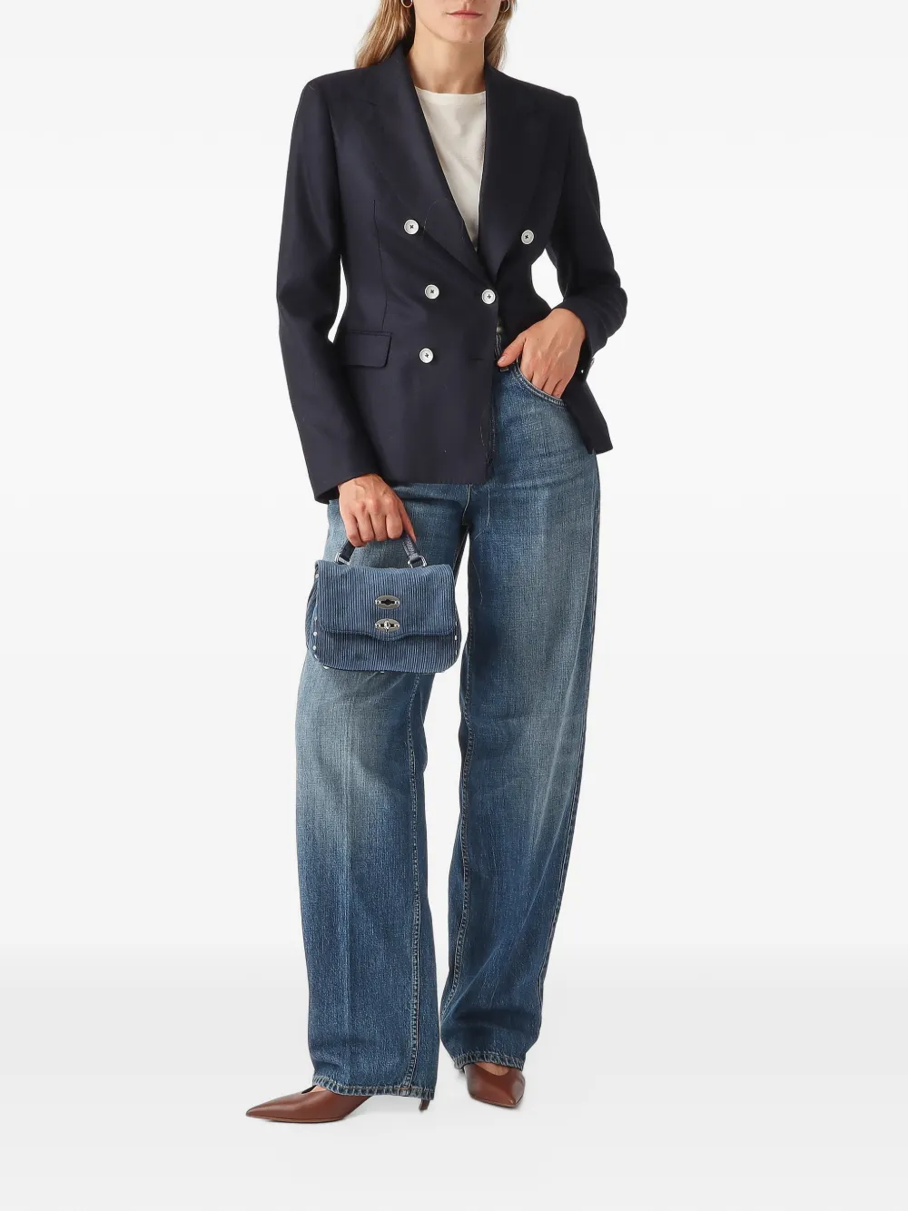 Zanellato baby Postina corduroy tote bag Blauw