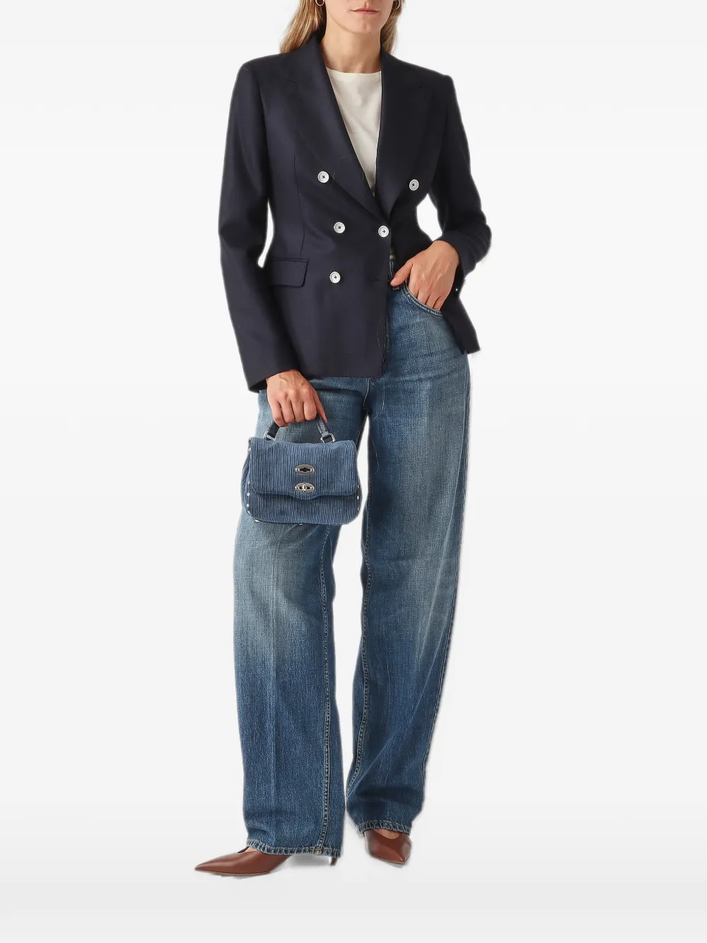 Zanellato baby Postina corduroy tote bag Blauw