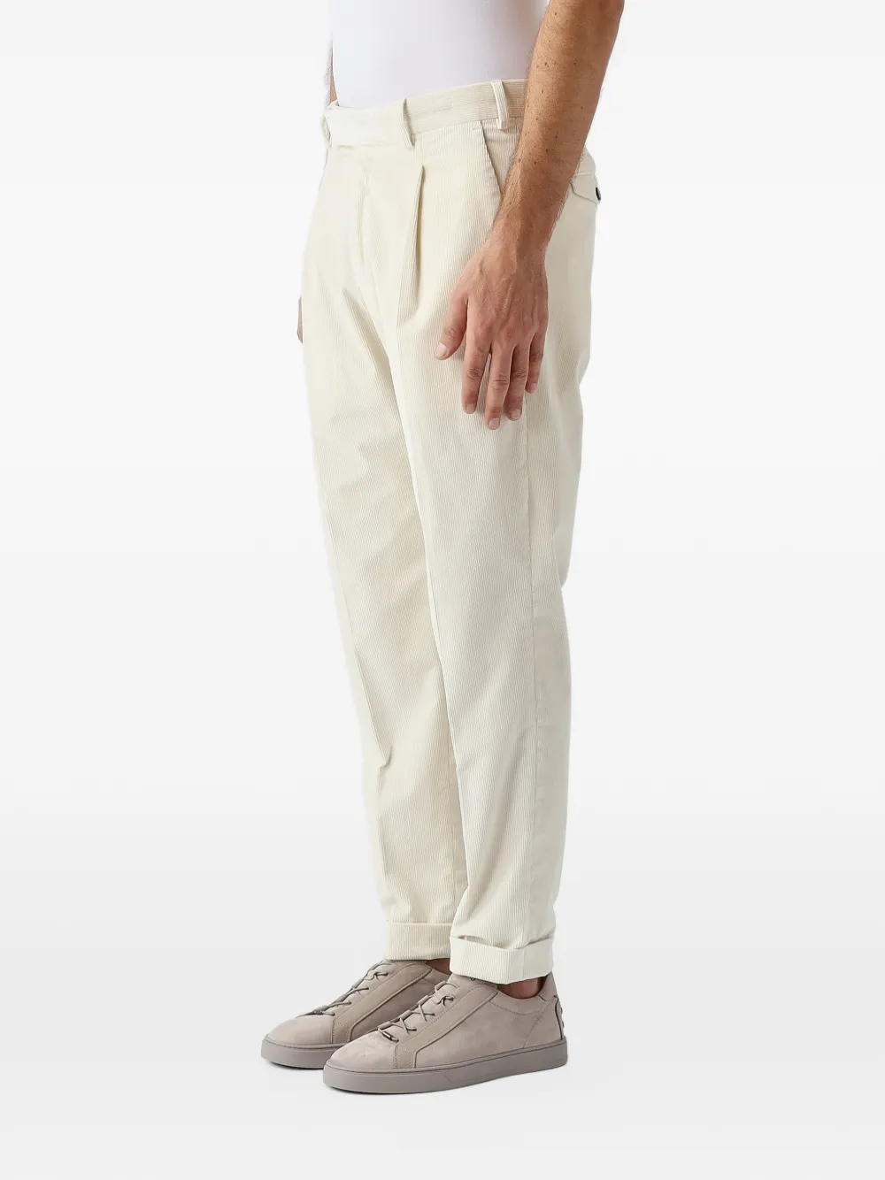 PT Torino pleated corduroy tapered trousers Wit