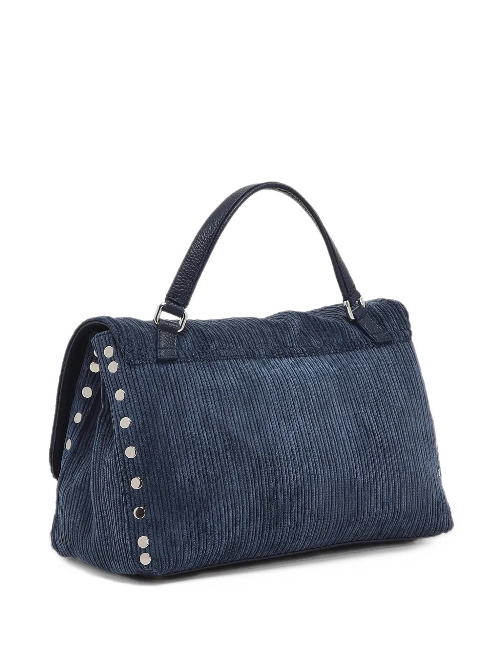 Zanellato small Postina stud-embellished corduroy tote bag Blauw
