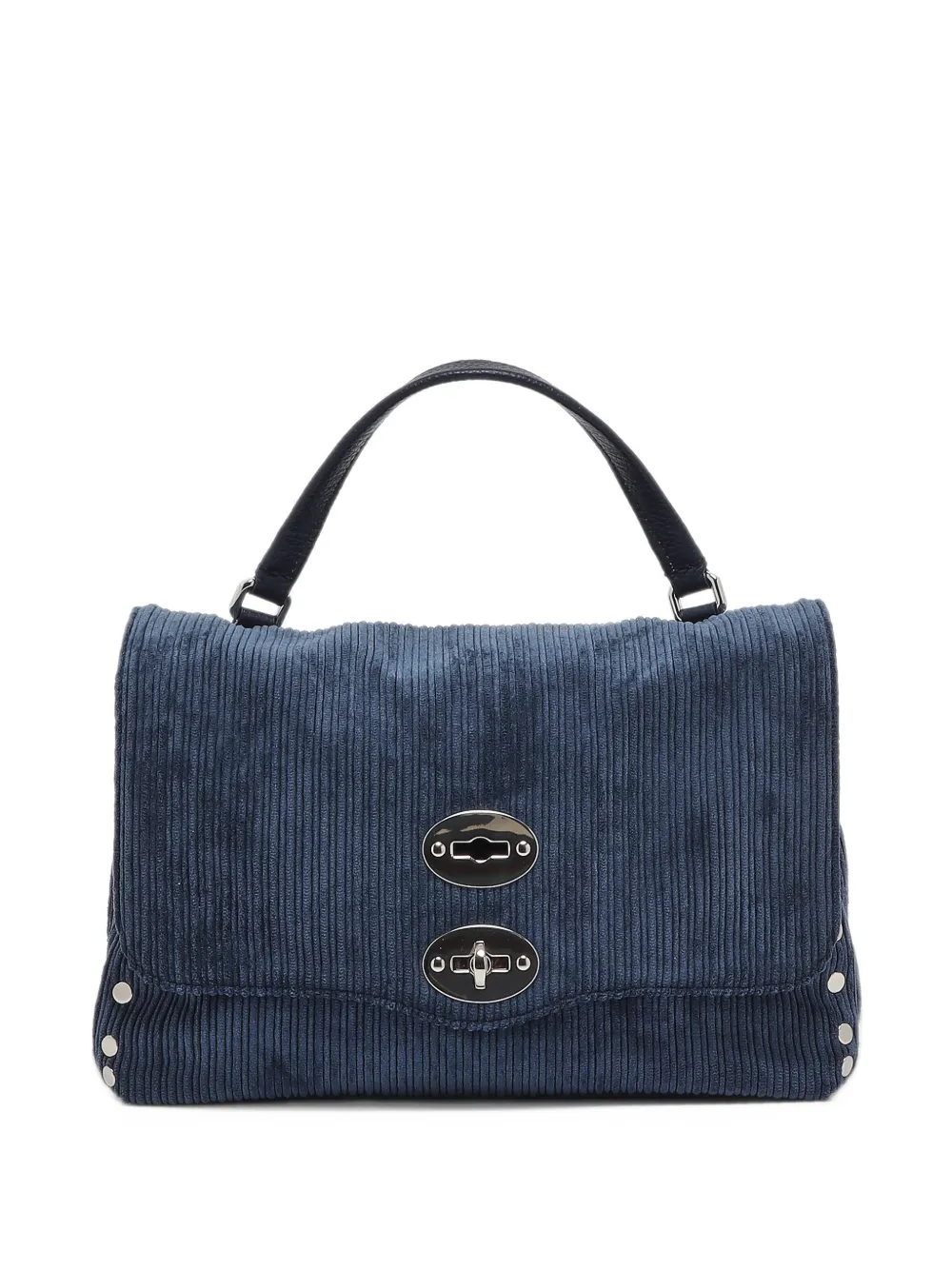 Zanellato small Postina stud-embellished corduroy tote bag Blauw