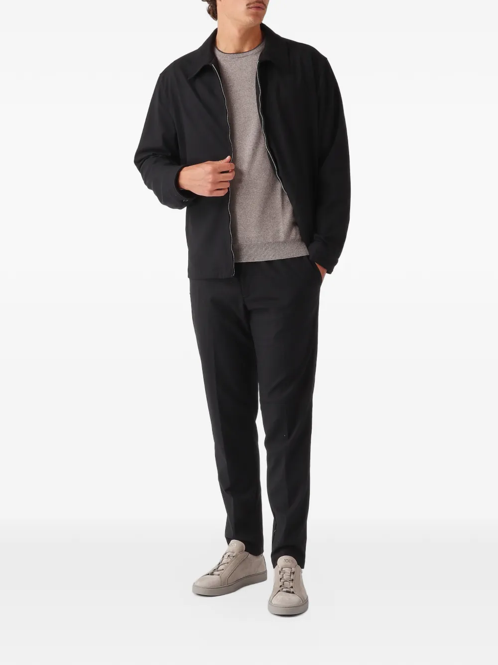 White Sand Greg belted pleated trousers Zwart