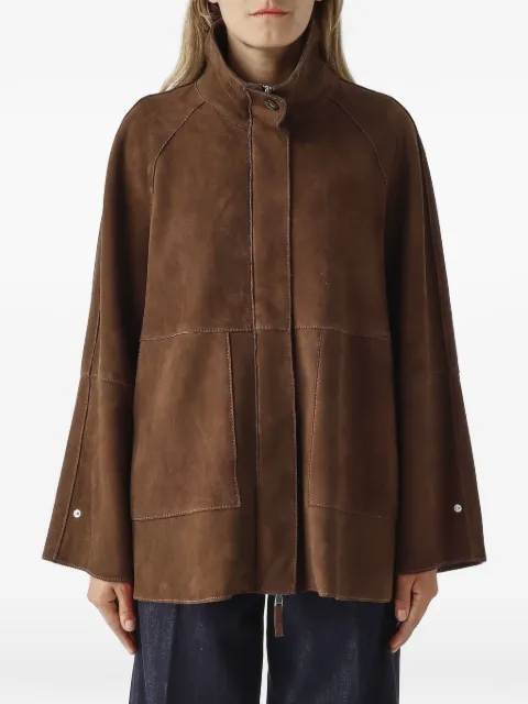The Jackie Leathers suede raglan-sleeve jacket