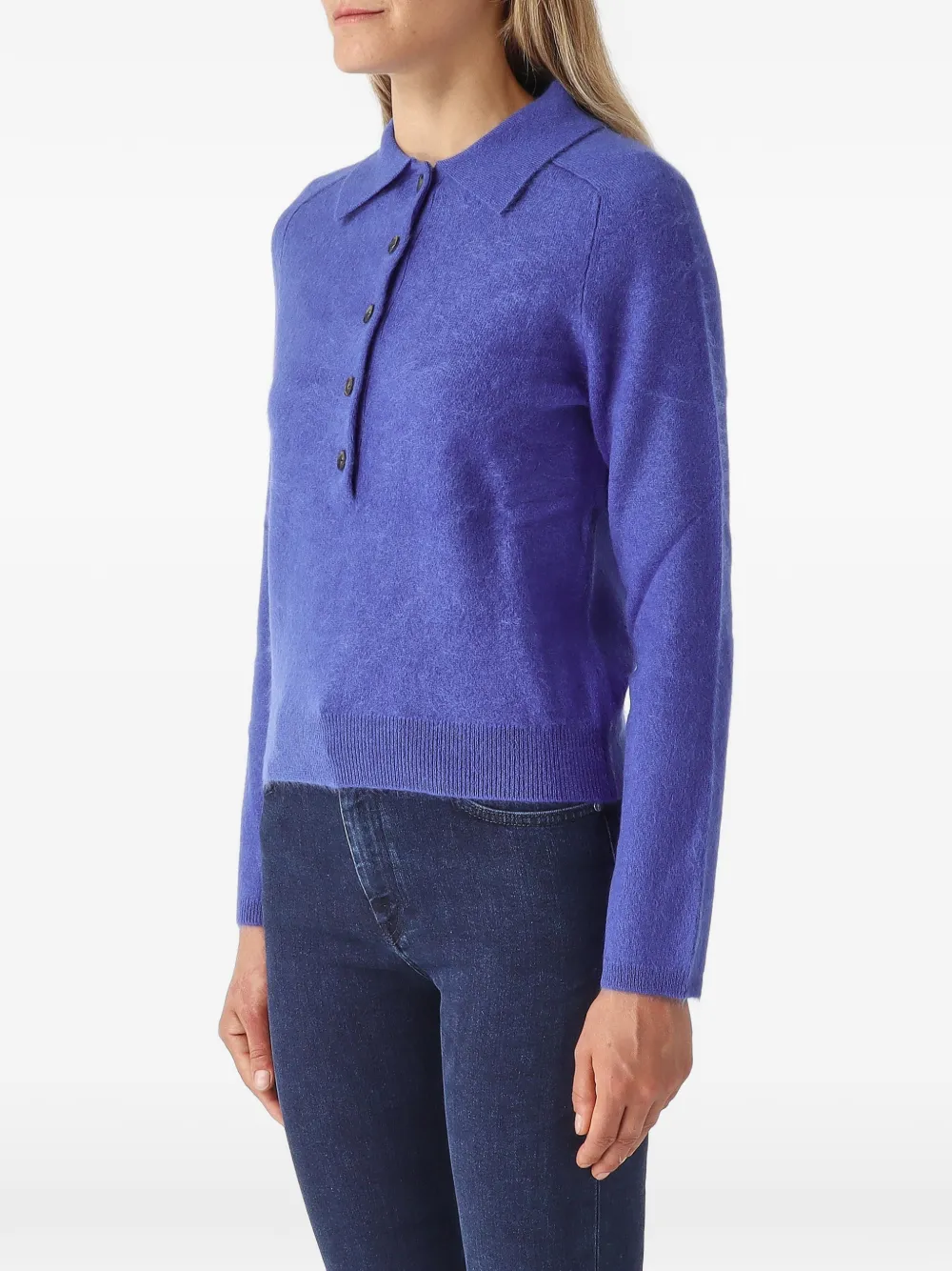 Max Mara Cellula button-placket polo sweater Blauw
