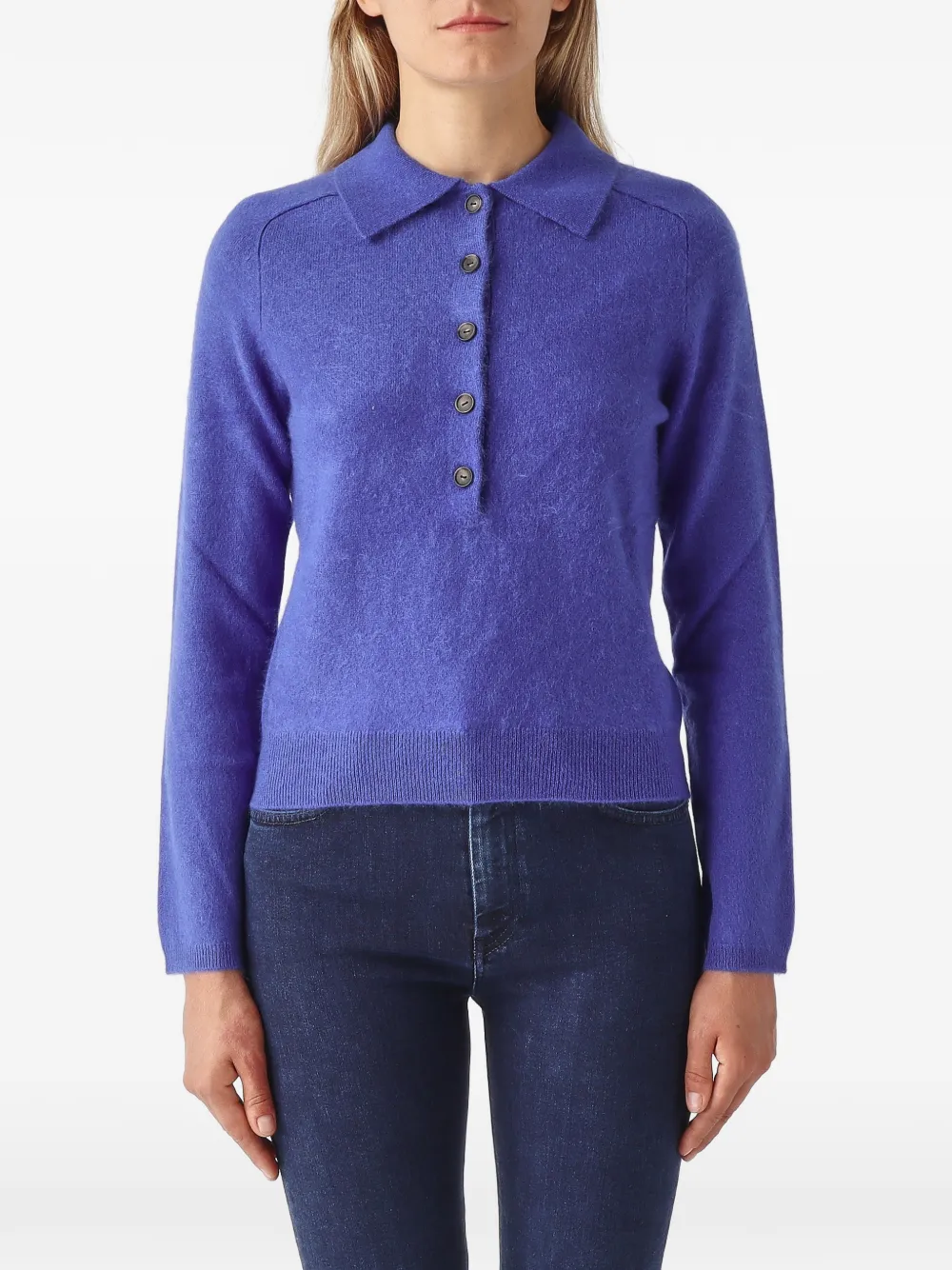 Max Mara Cellula button-placket polo sweater Blauw