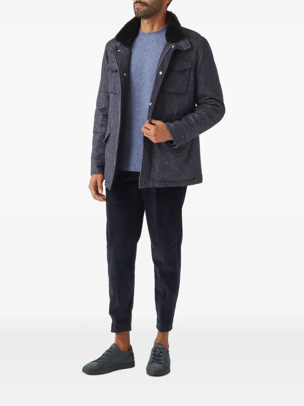 PT Torino Rebel pleated corduroy trousers Blauw
