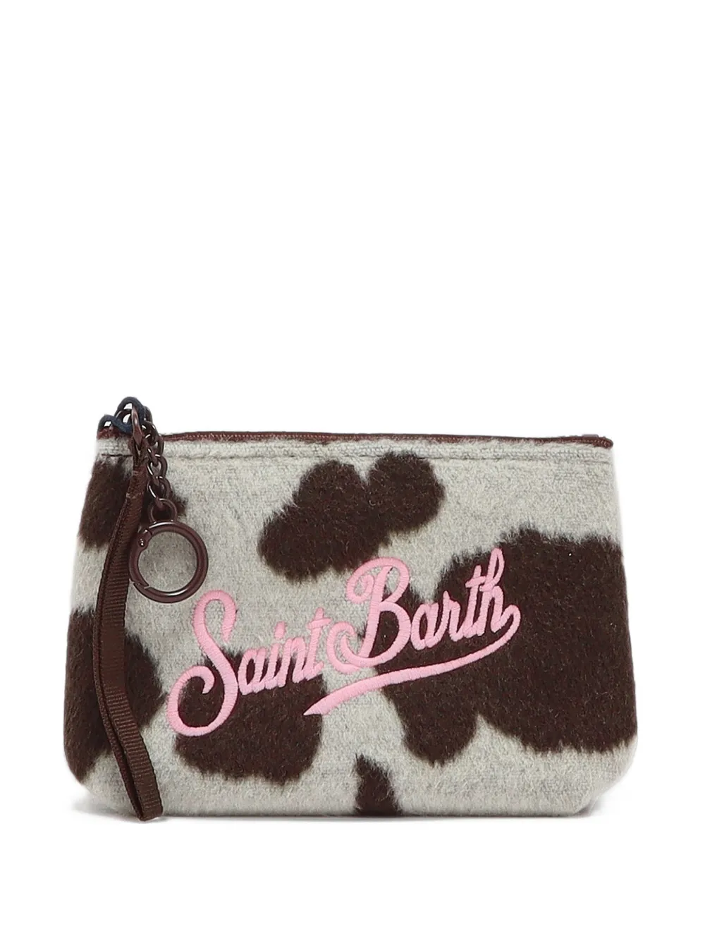 MC2 Saint Barth mini Aline cow-print logo-embroidered clutch bag Beige