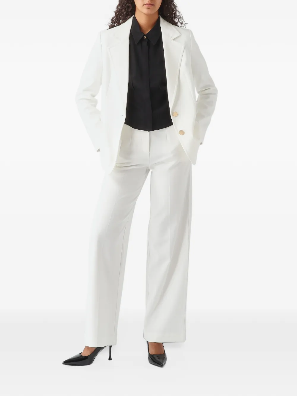 Nenette Britti notched-lapel single-breasted jacket Wit