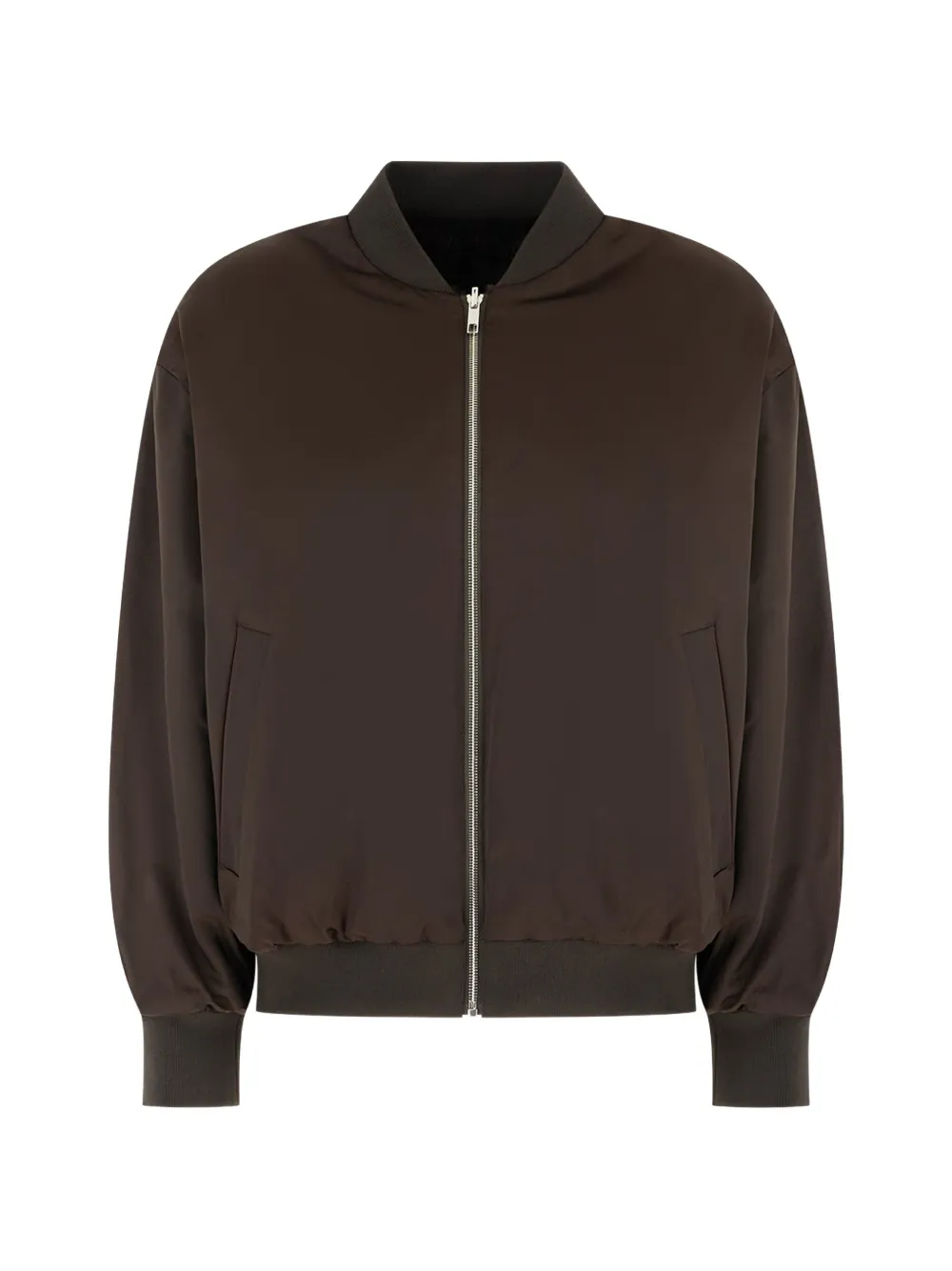 HUGO reversible relaxed-fit bomber in satin and faux fur Bruin