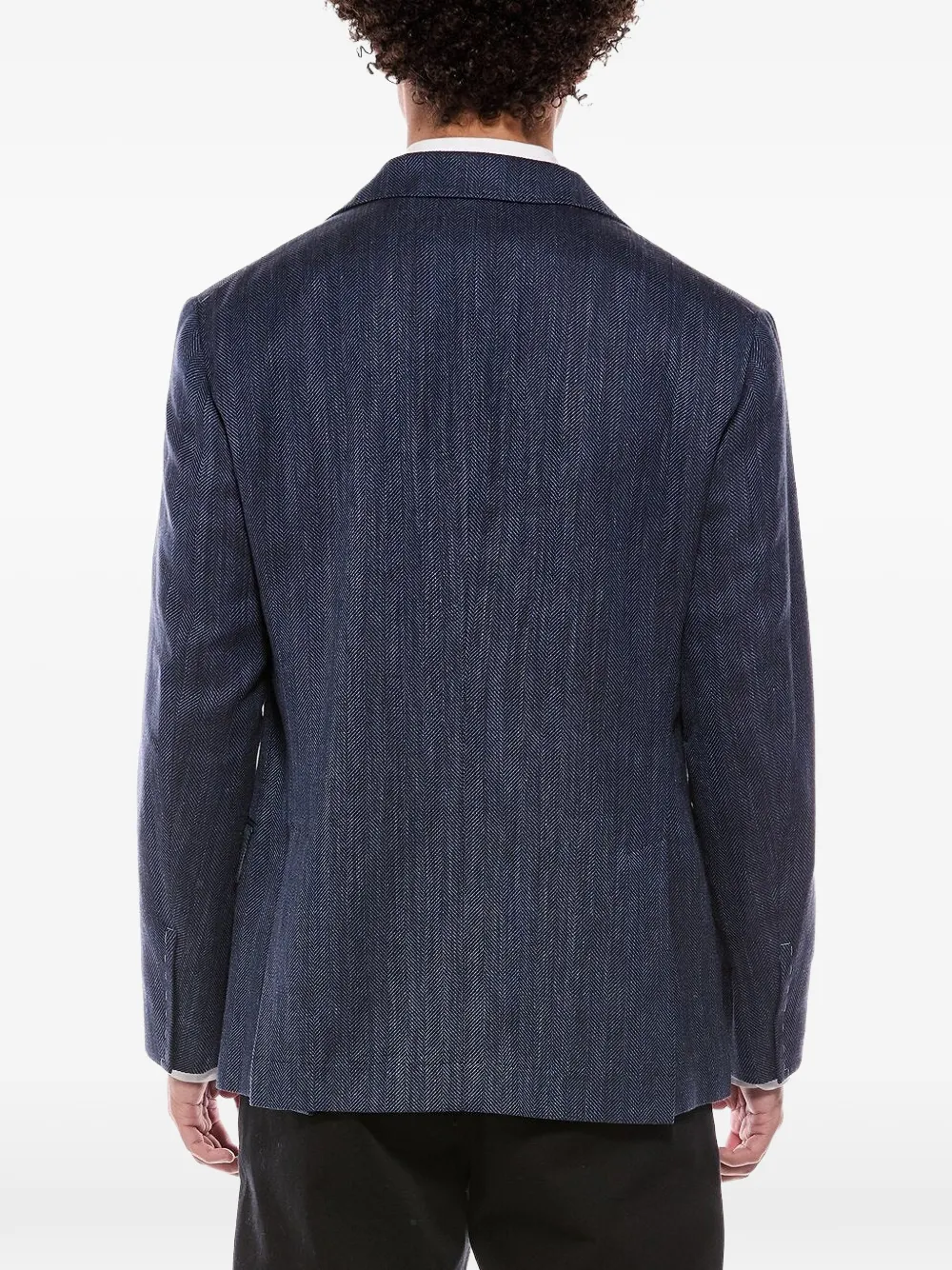 Brunello Cucinelli Denimblazer met visgraatpatroon Blauw