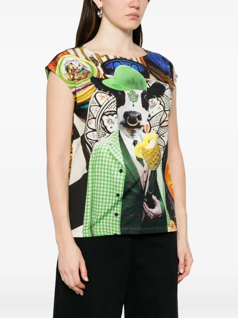 The Artistylist graphic-print sleeveless top Zwart