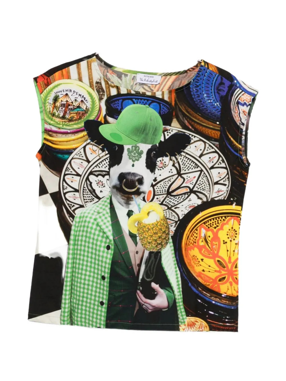 The Artistylist graphic-print sleeveless top Zwart
