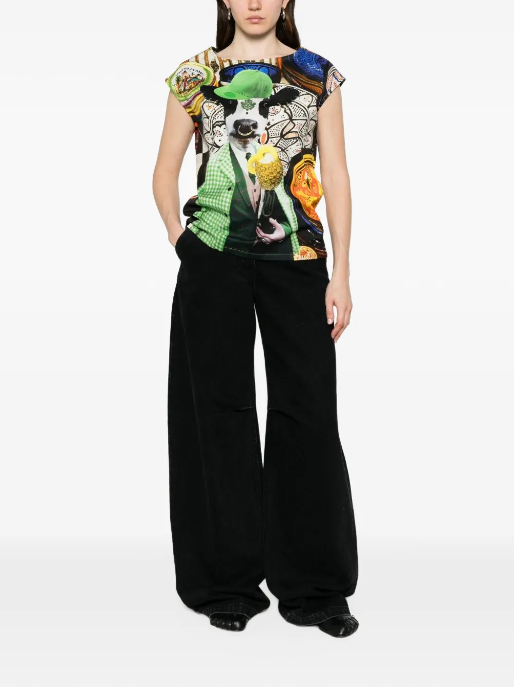 The Artistylist graphic-print sleeveless top Zwart