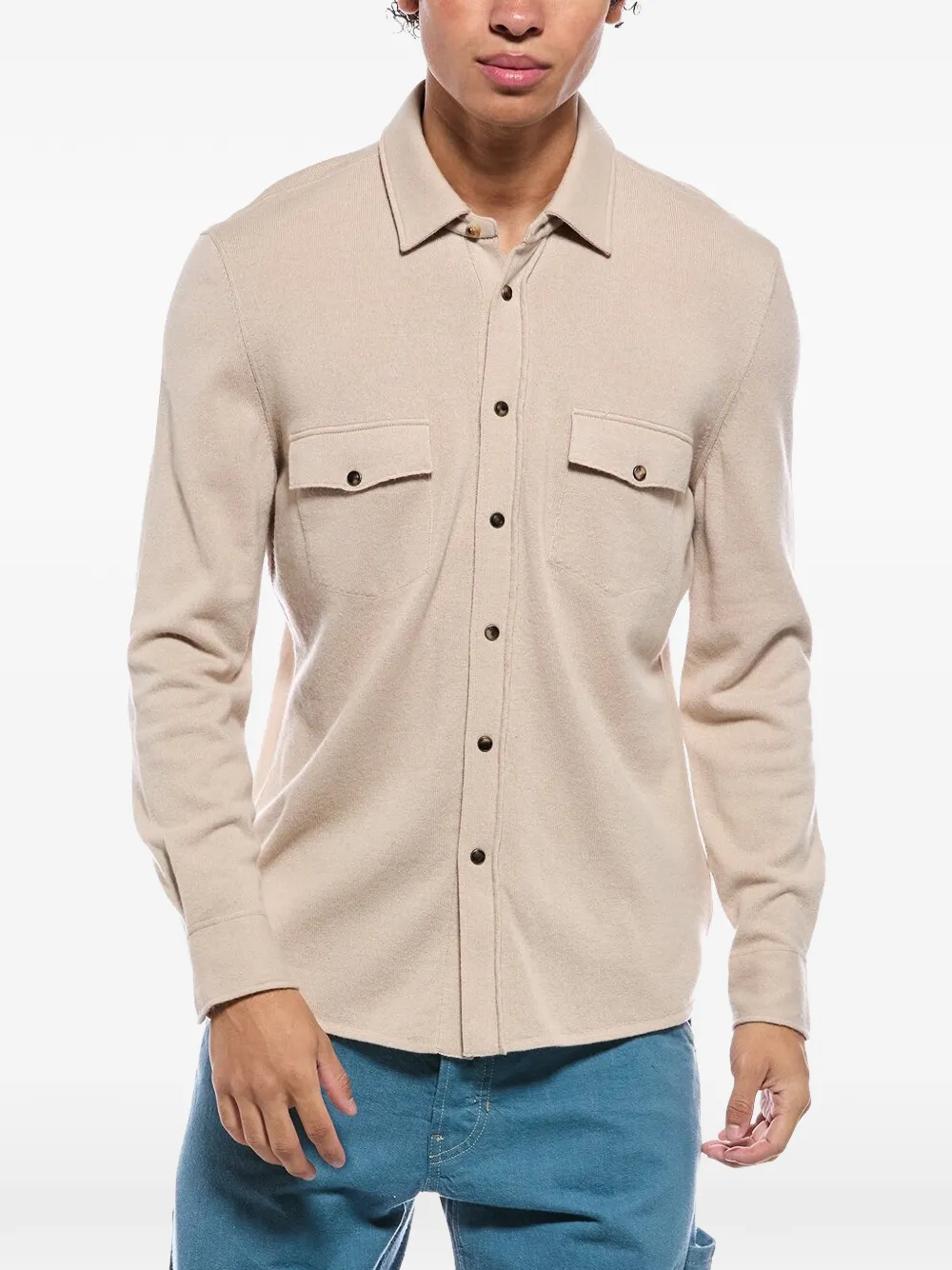 Brunello Cucinelli buttoned flap-pocket shirt Beige
