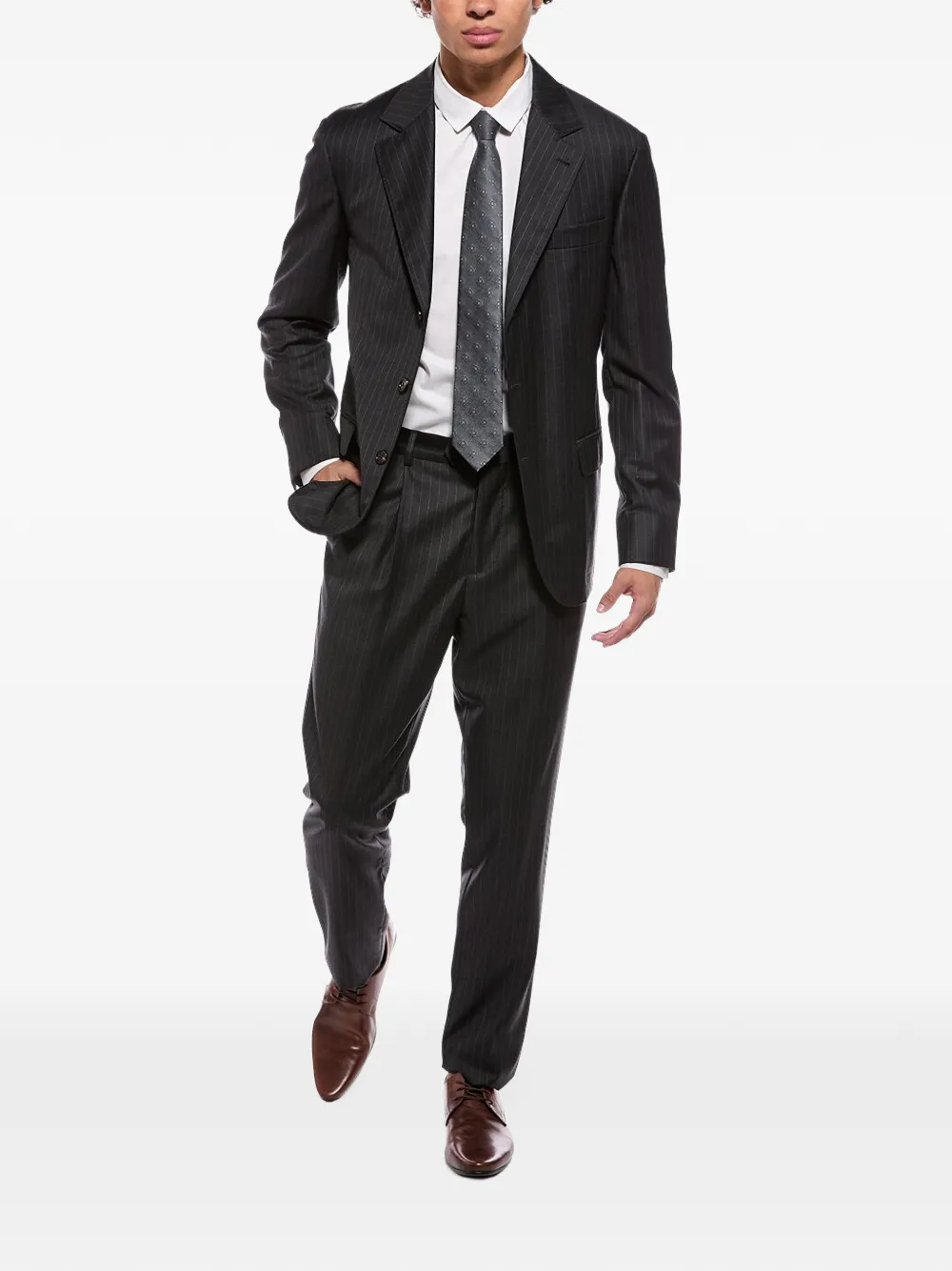 Brunello Cucinelli pinstripe wool suit - Grigio