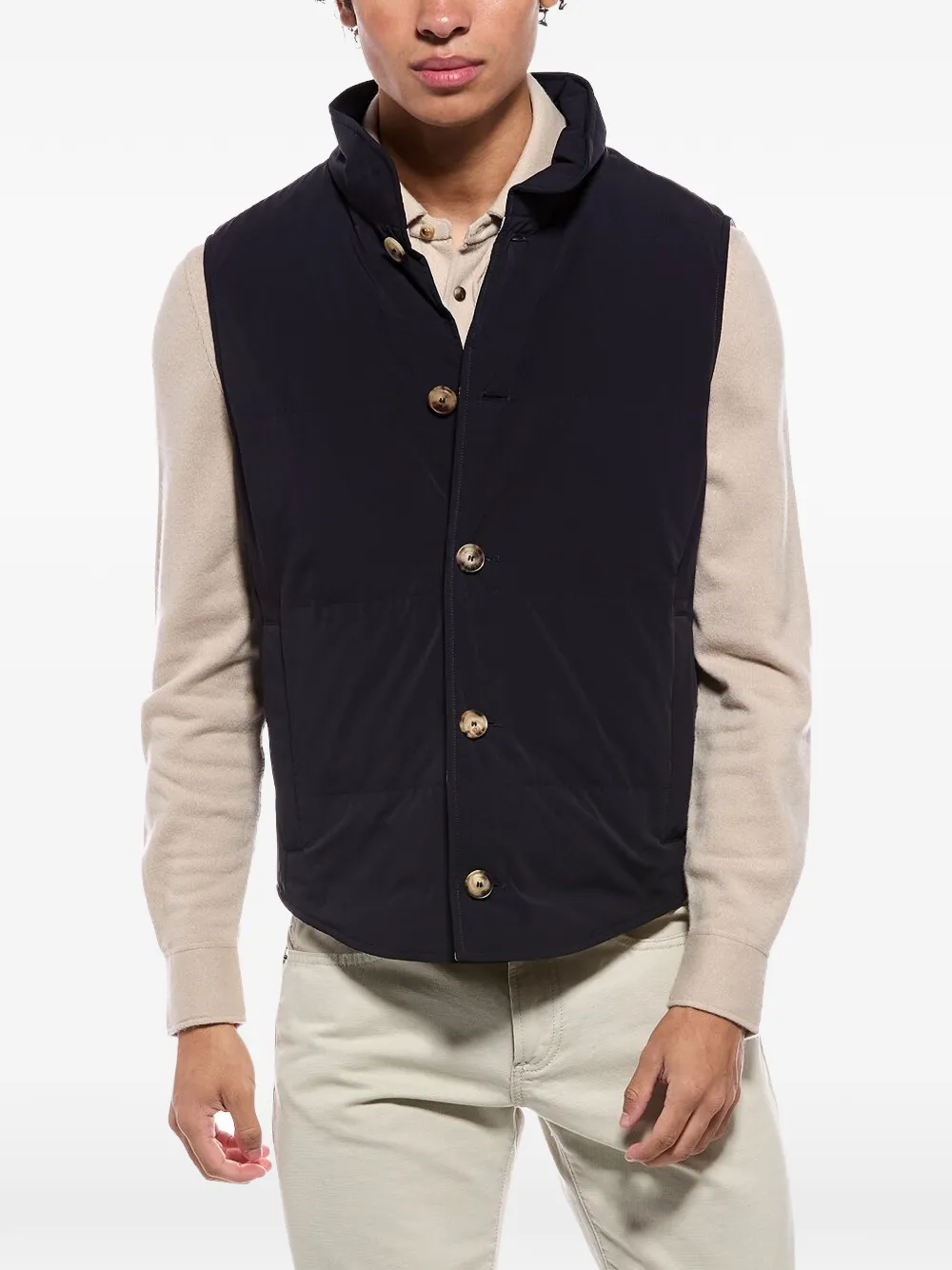 Brunello Cucinelli buttoned quilted vest - Blue