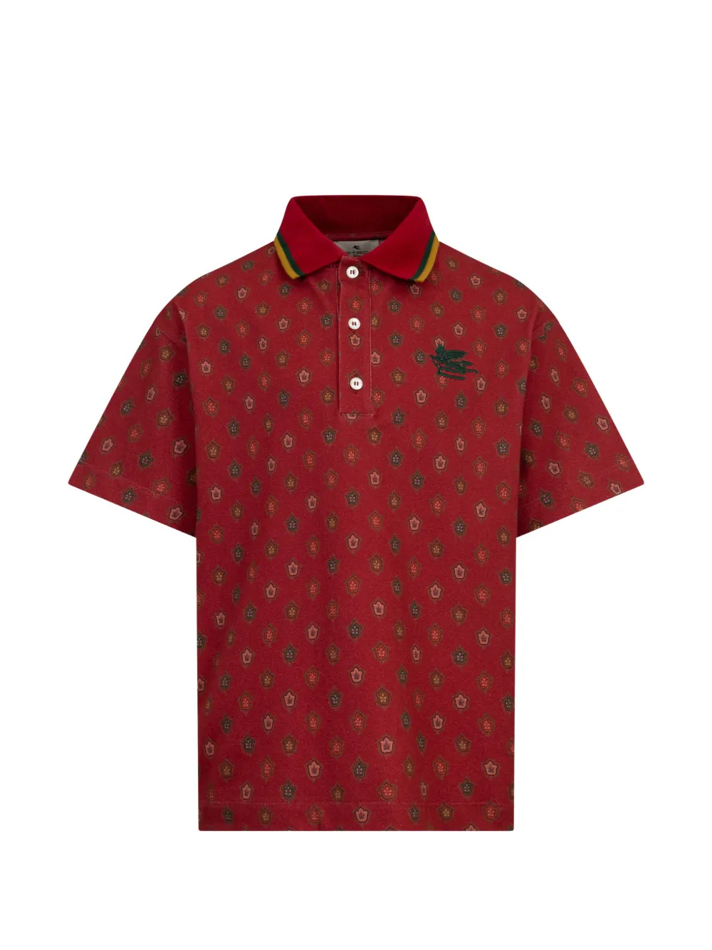 ETRO KIDS Katoenen poloshirt met print Rood