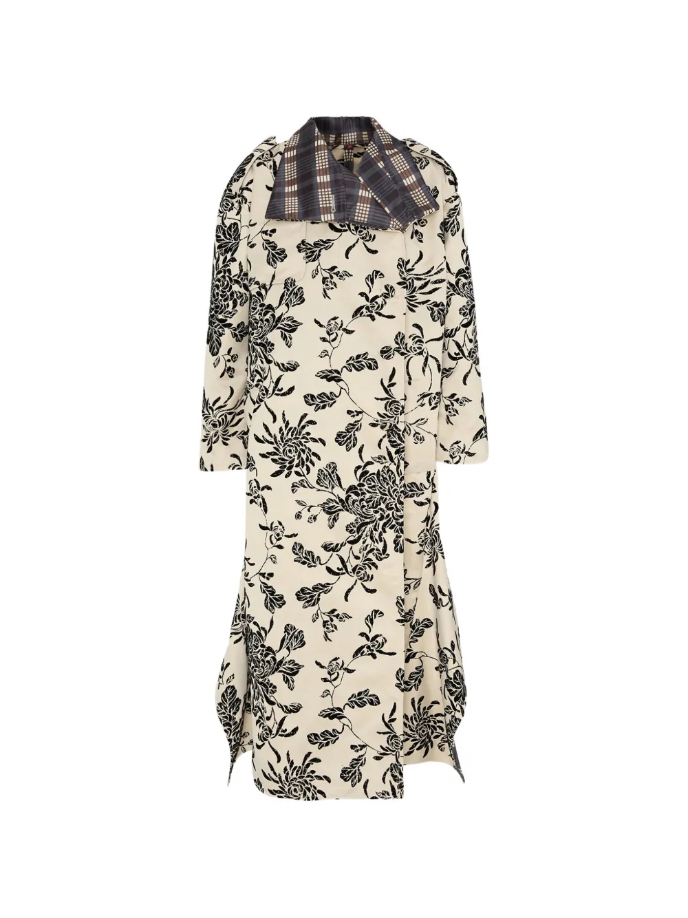 Antonio Marras floral-print asymmetric trench coat - Tons neutres