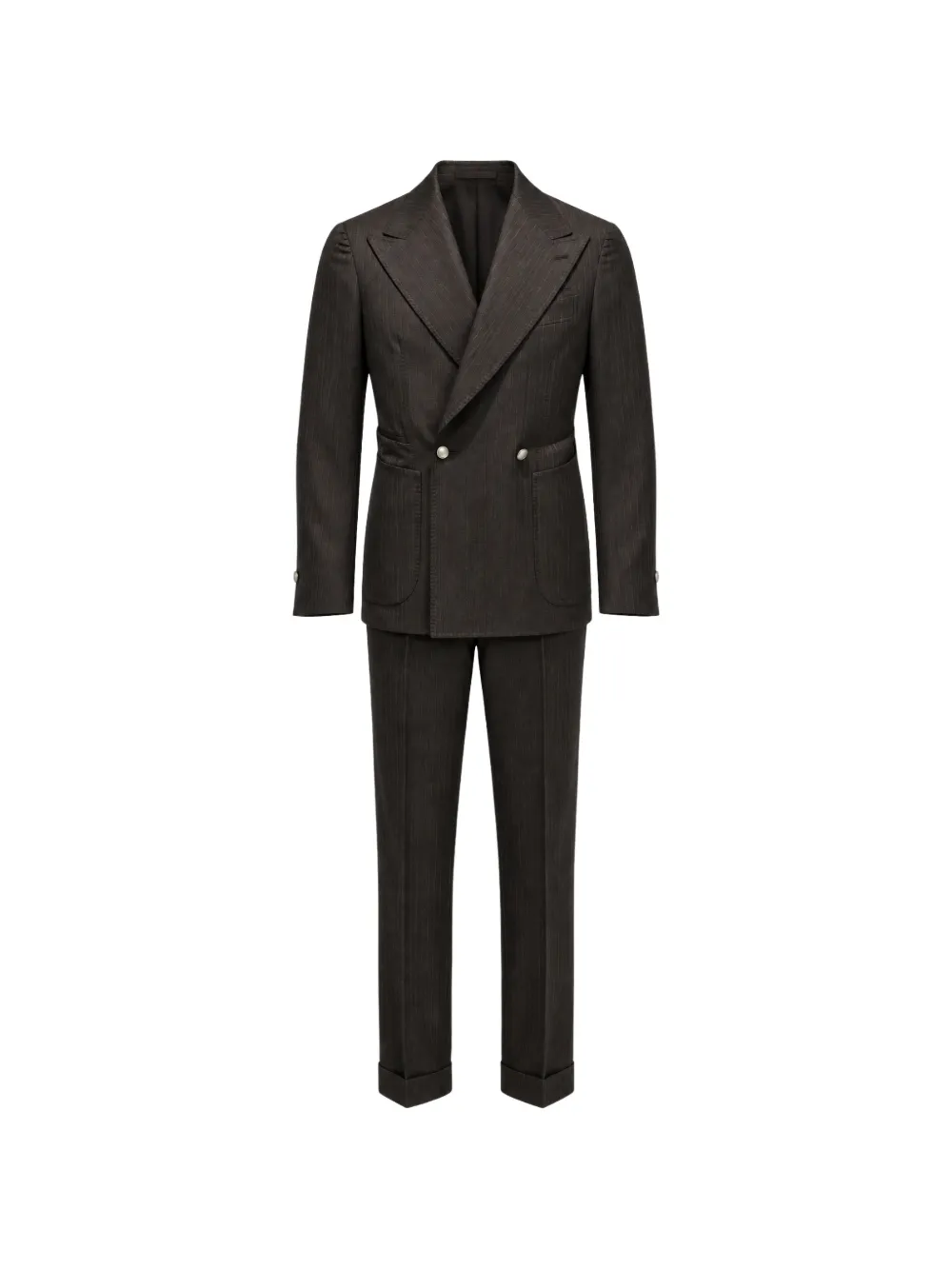 FRANZESE COLLECTION double-breasted herringbone suit - Marrone