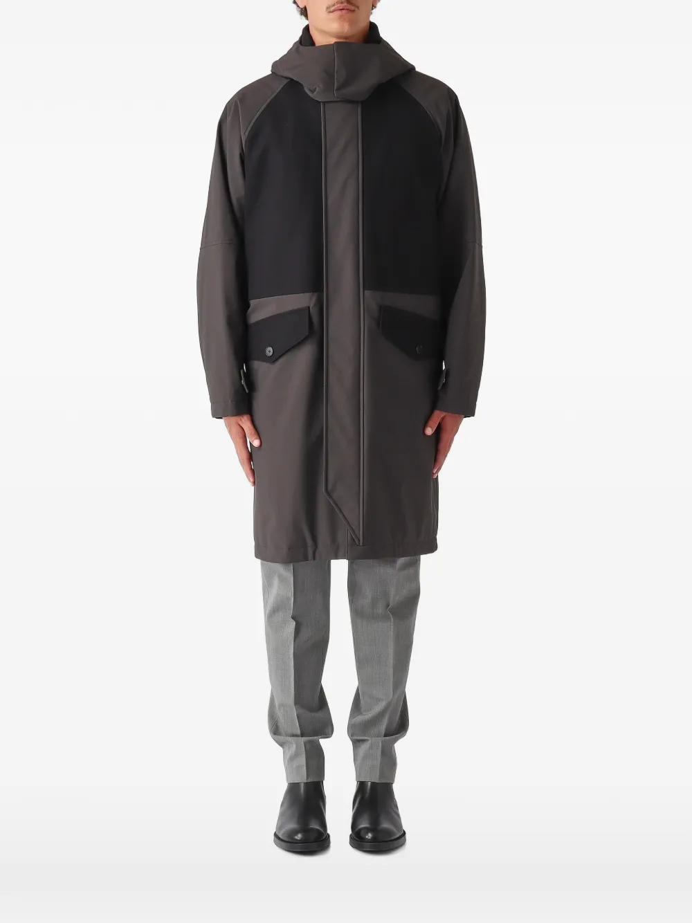 Herno hooded panelled coat Grijs