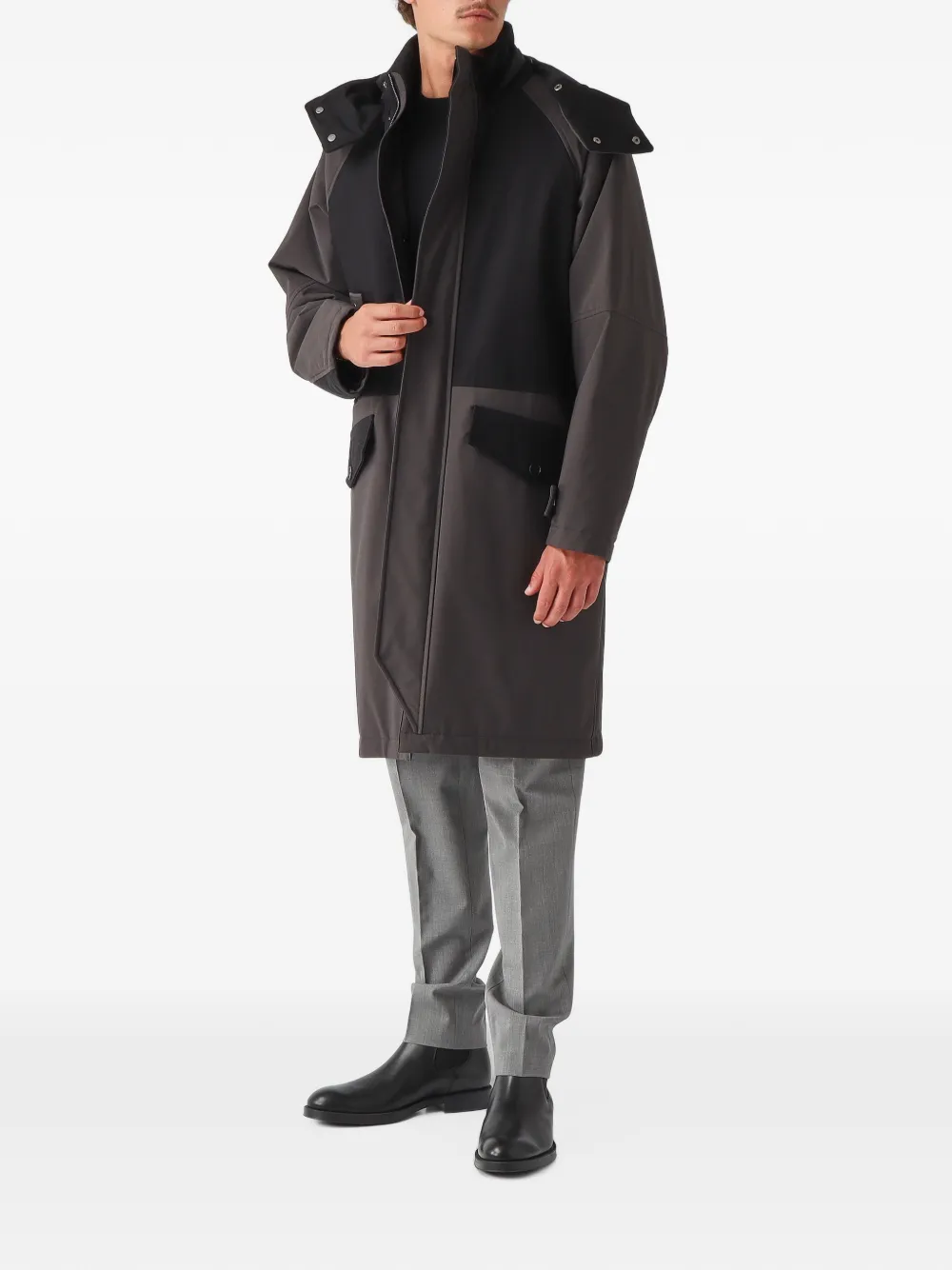 Herno hooded panelled coat Grijs