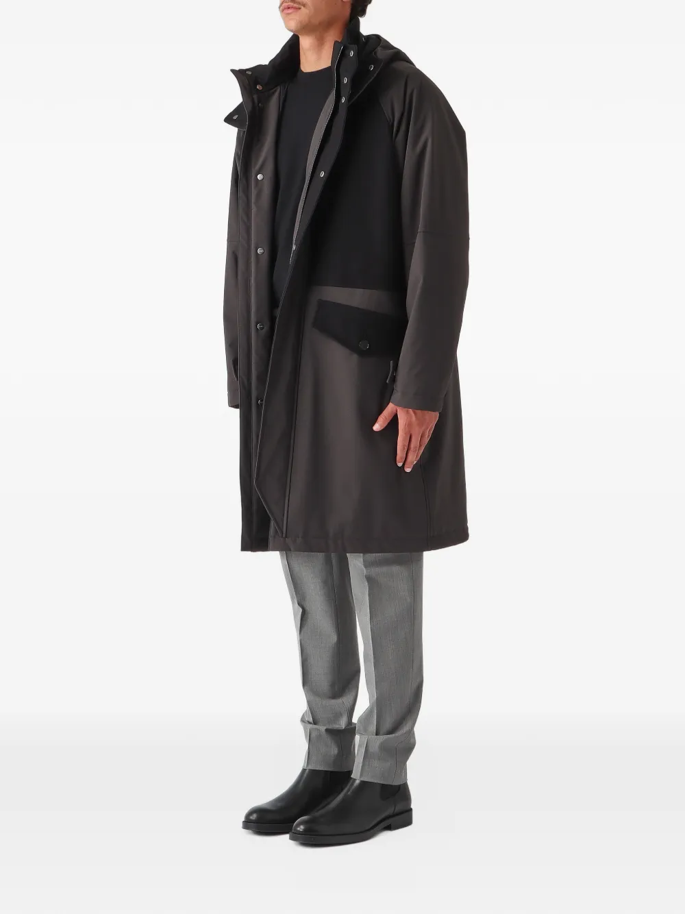 Herno hooded panelled coat Grijs