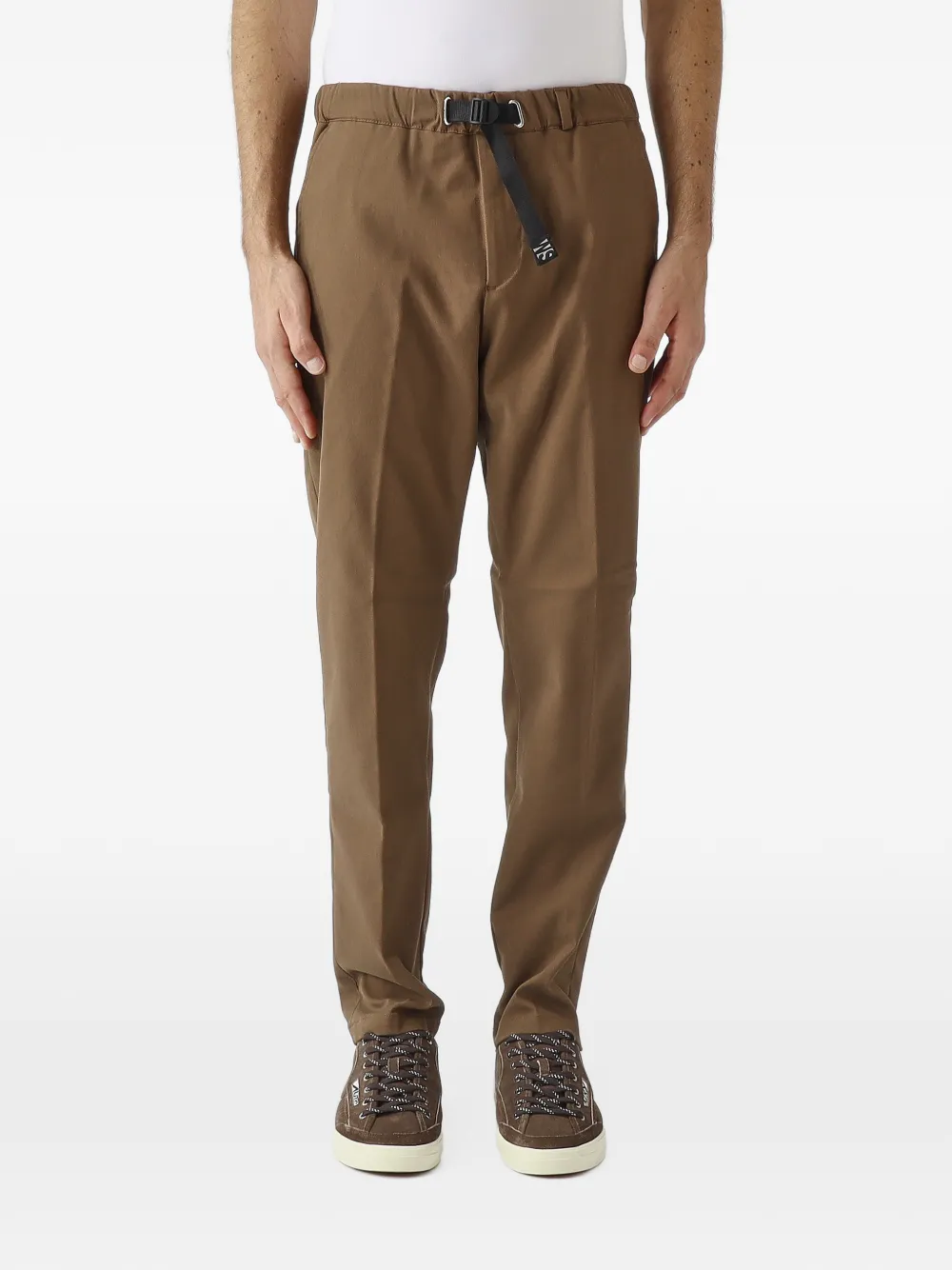 White Sand Greg belted pressed-crease trousers Bruin