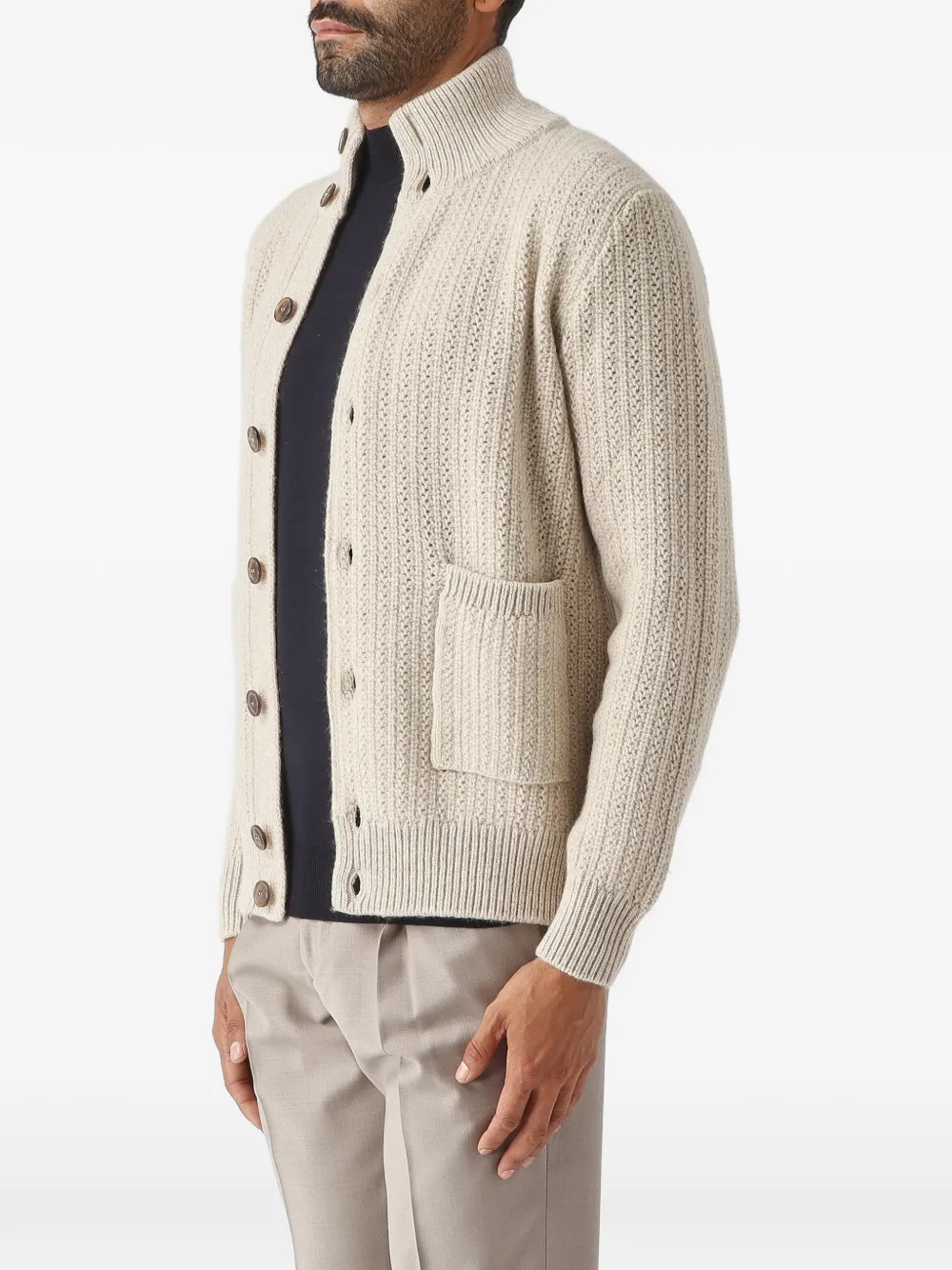 Filippo De Laurentiis ribbed-knit button-up cardigan Beige