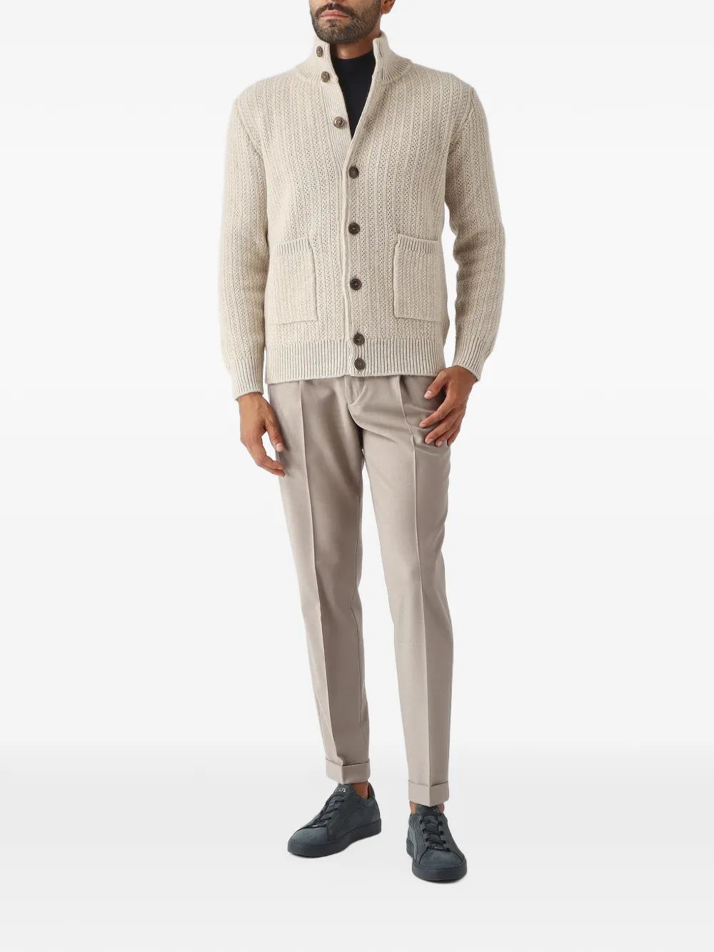 Filippo De Laurentiis ribbed-knit button-up cardigan Beige