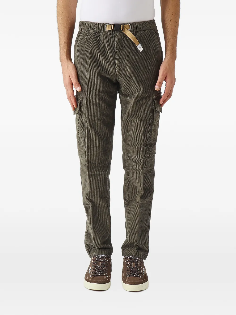 White Sand Bruce belted corduroy cargo pants Groen