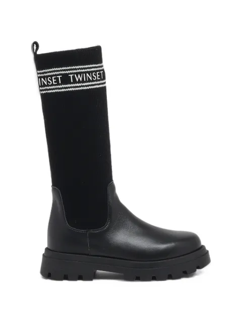 TWINSET Kids logo-detail knitted boots