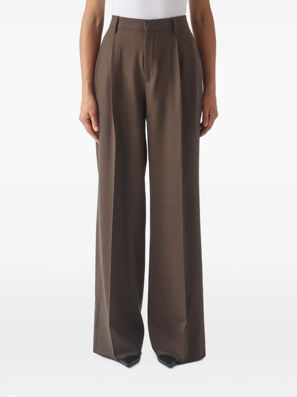 Tagliatore Eileen pleated wide-leg trousers - Marrone