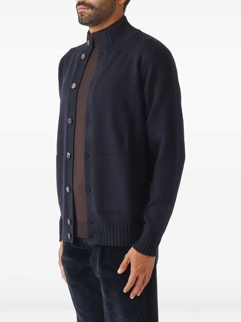 Filippo De Laurentiis high-neck button-up cardigan Blauw
