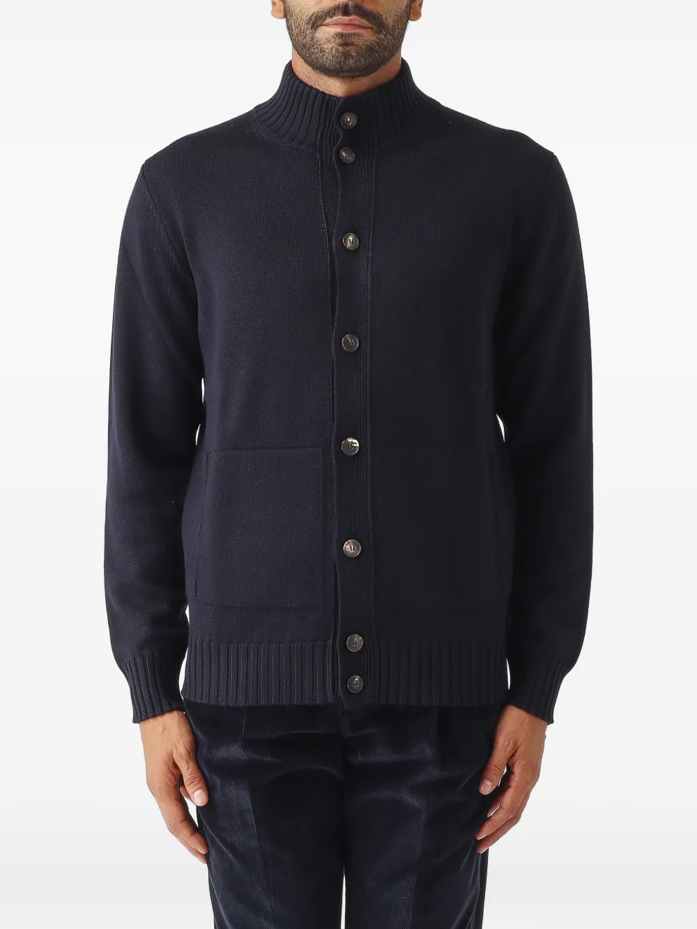Filippo De Laurentiis high-neck button-up cardigan Blauw