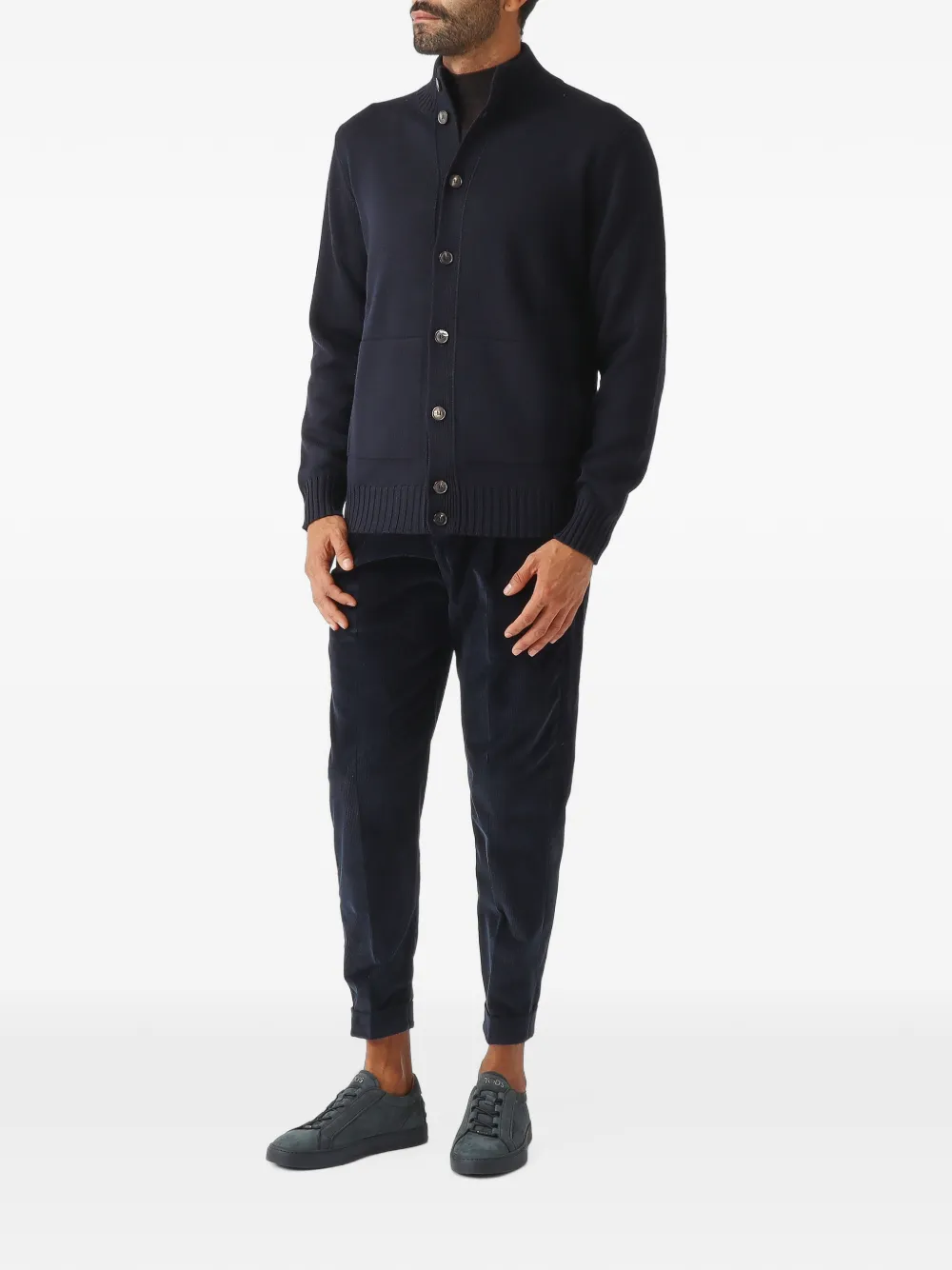 Filippo De Laurentiis high-neck button-up cardigan Blauw