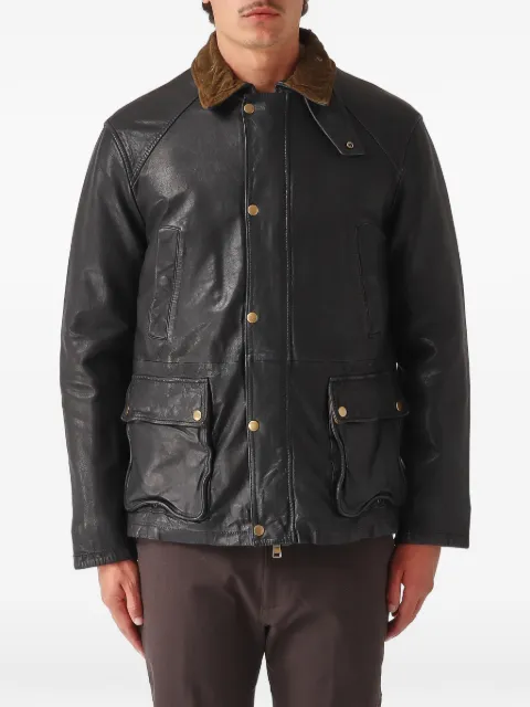 THE JACK LEATHERS Balmoral corduroy-collar leather jacket