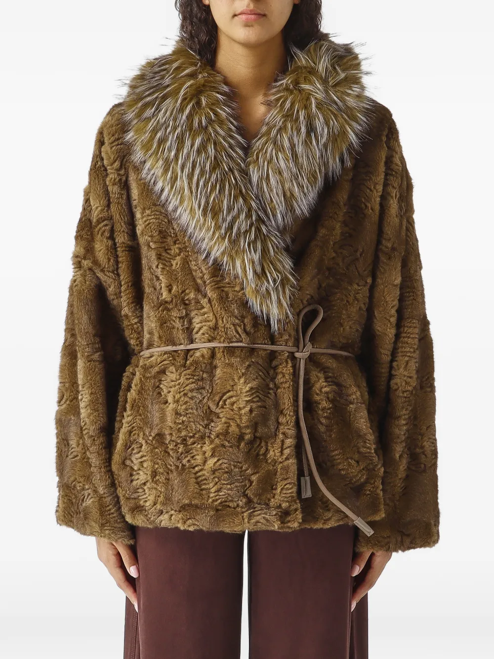 Nenette Pista faux-fur trim reversible jacket - Marrone