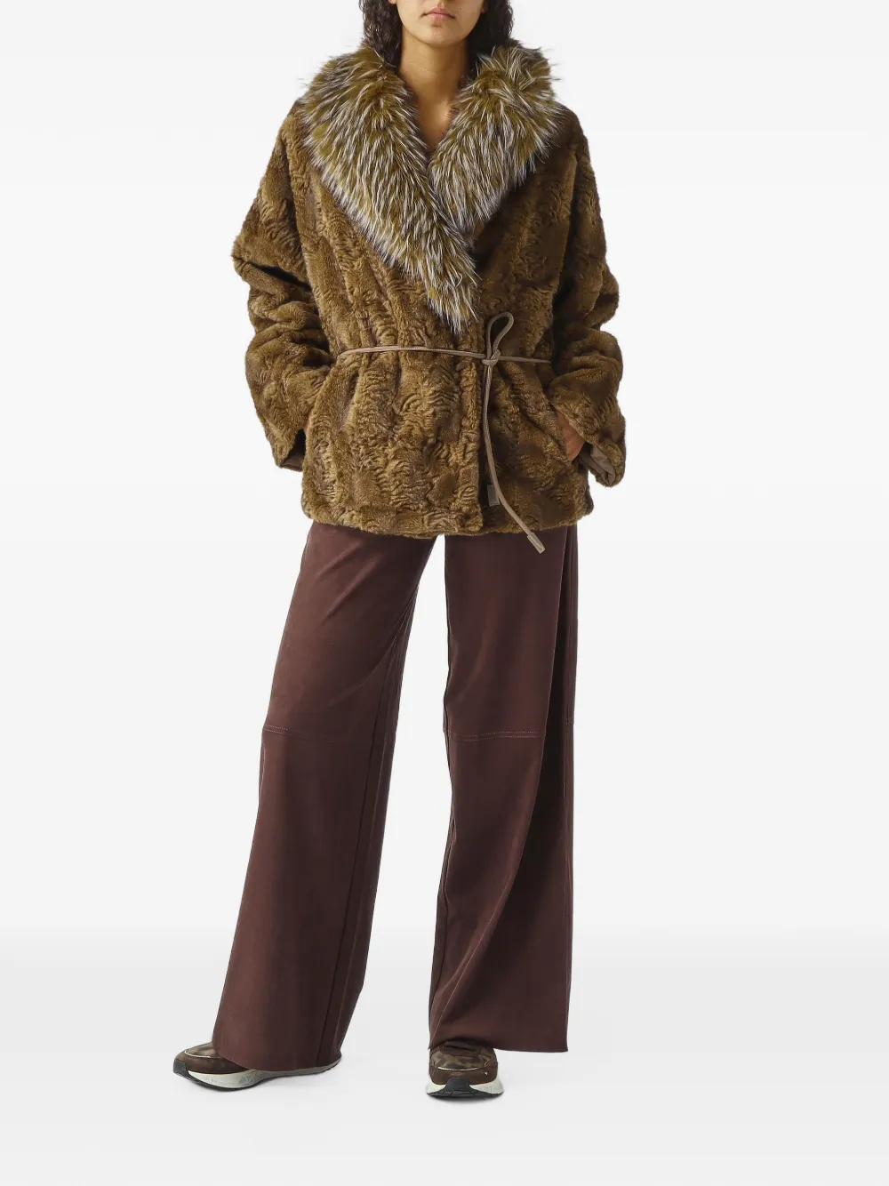 Nenette Pista faux-fur trim reversible jacket Bruin