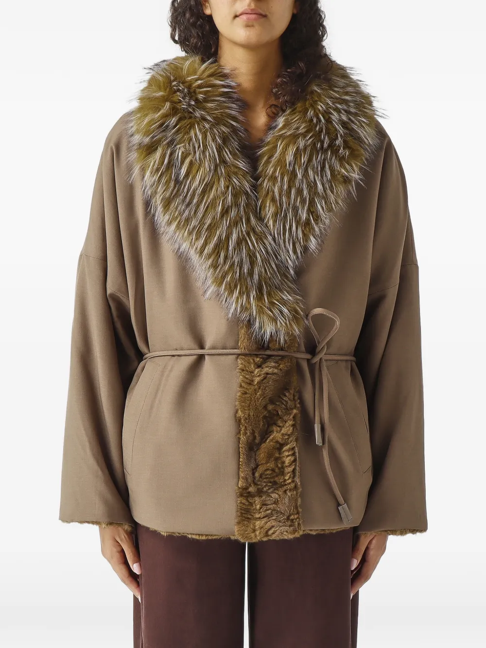 Nenette Pista faux-fur trim reversible jacket Bruin