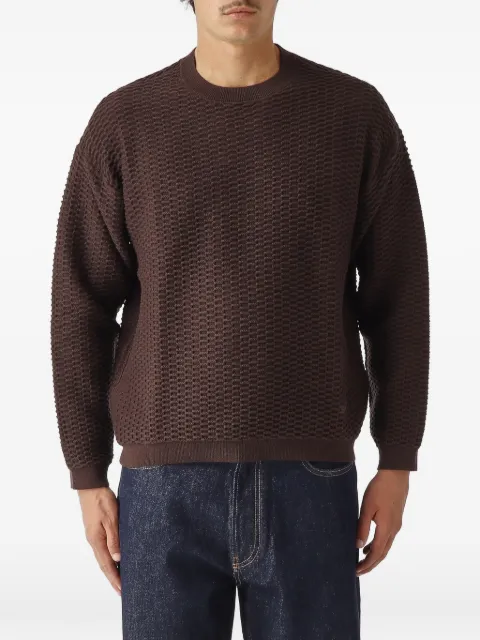Emporio Armani suéter de tejido waffle con cuello redondo