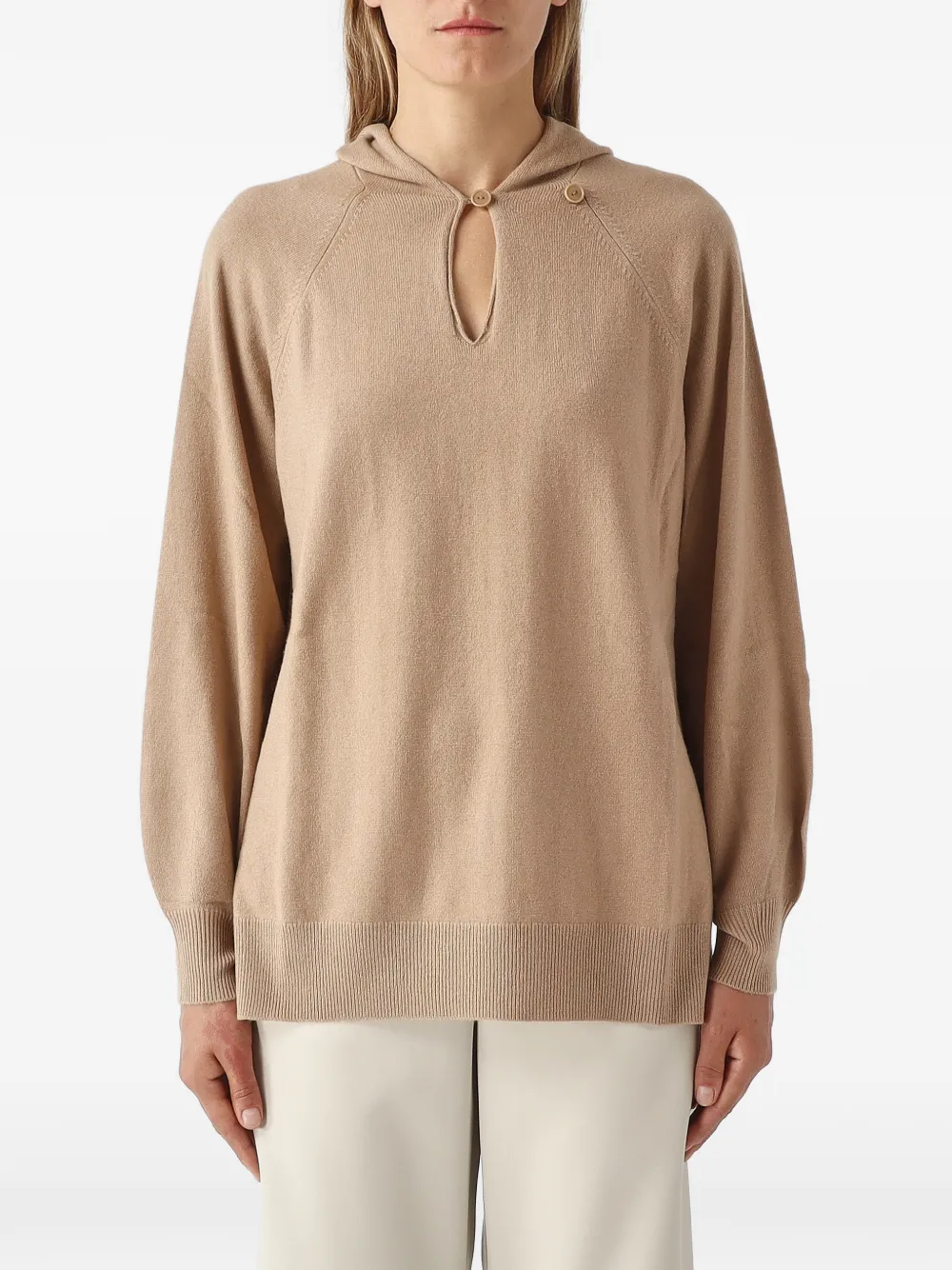 Max Mara Eguale keyhole-detail hooded sweater Beige