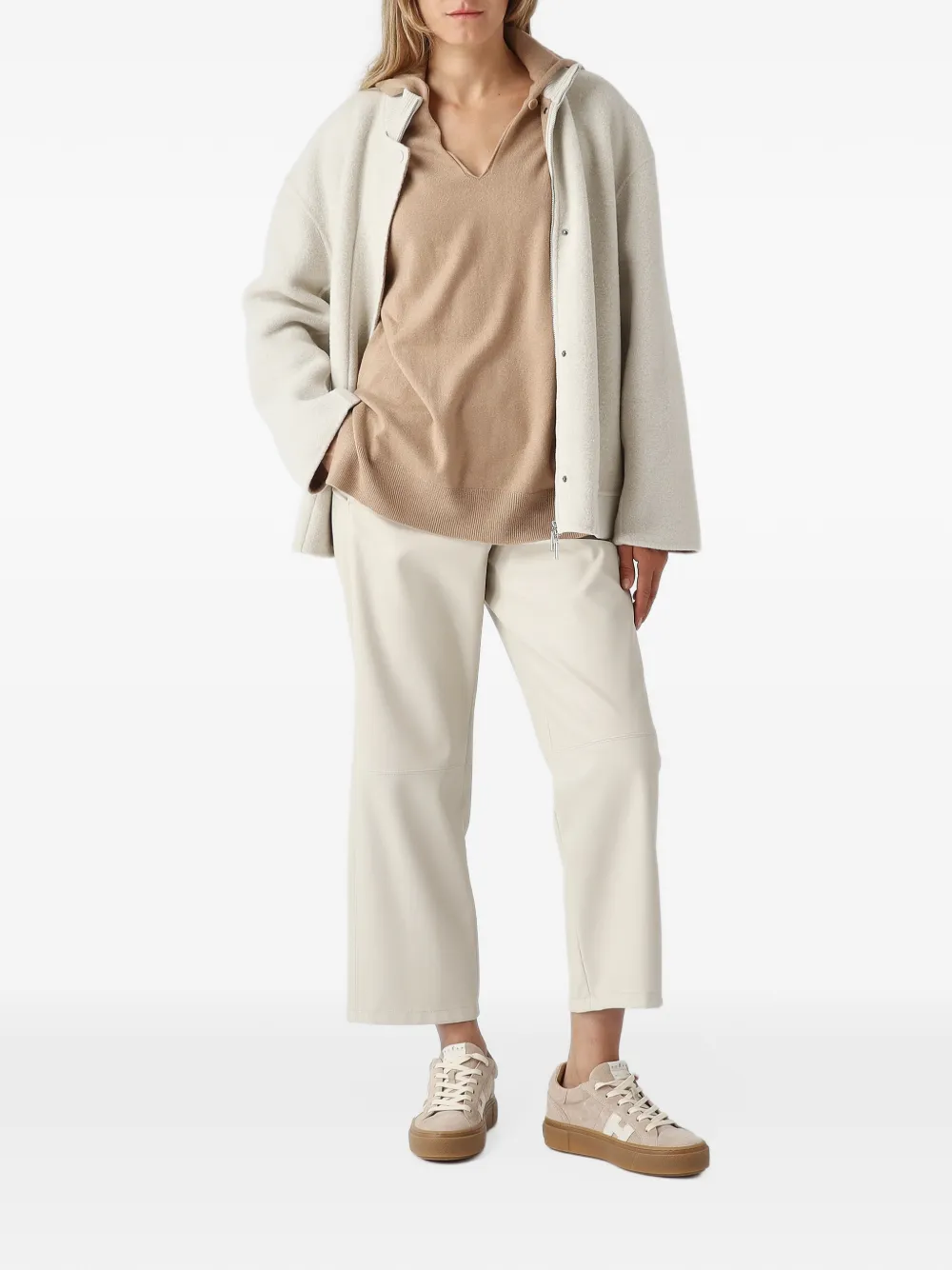 Max Mara Eguale keyhole-detail hooded sweater Beige