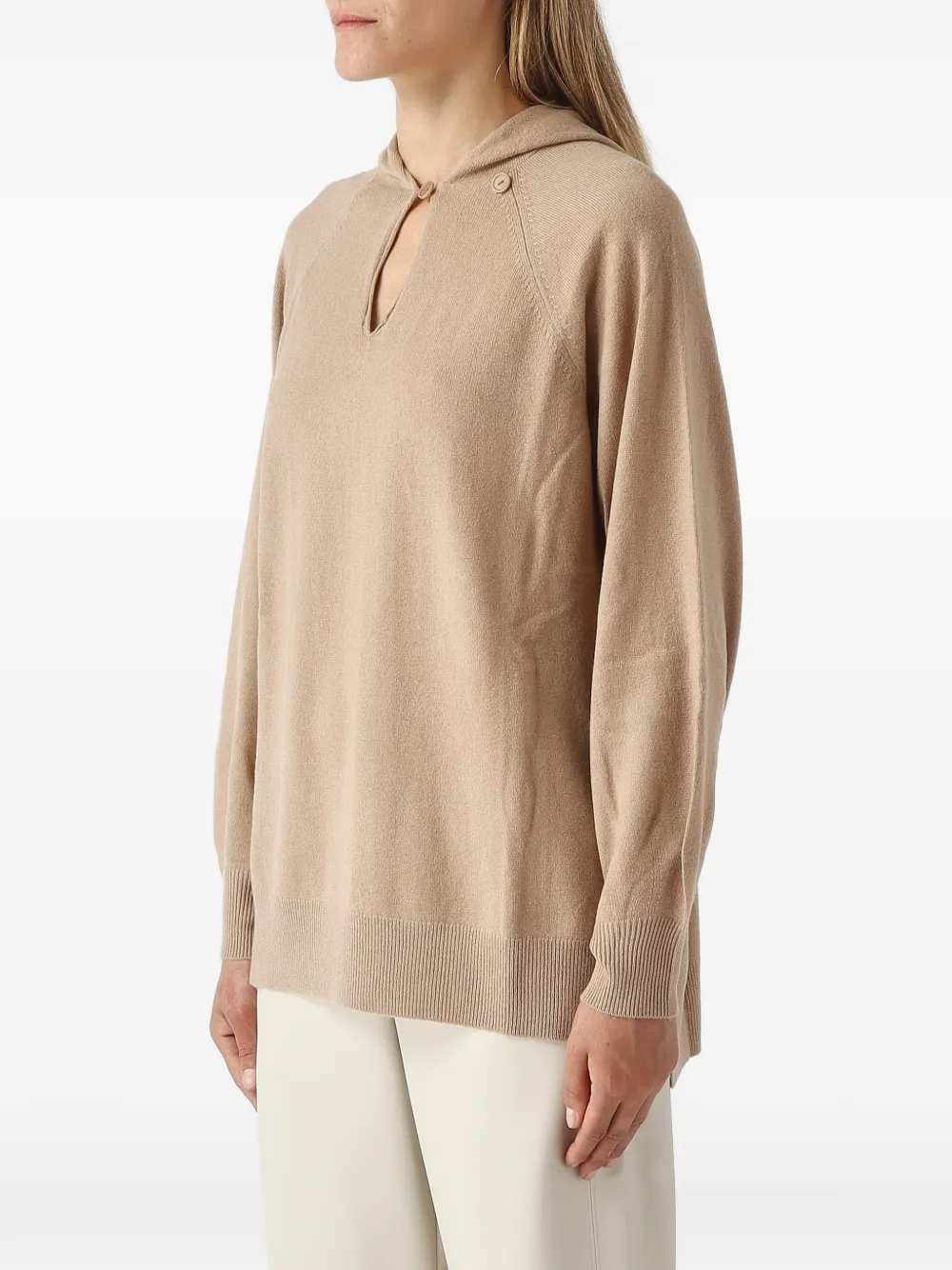 Max Mara Eguale keyhole-detail hooded sweater Beige