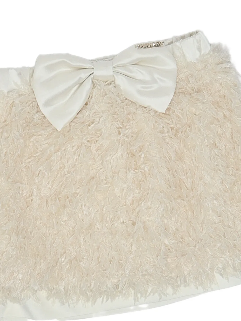 TWINSET Kids bow-detail faux-fur skirt Beige