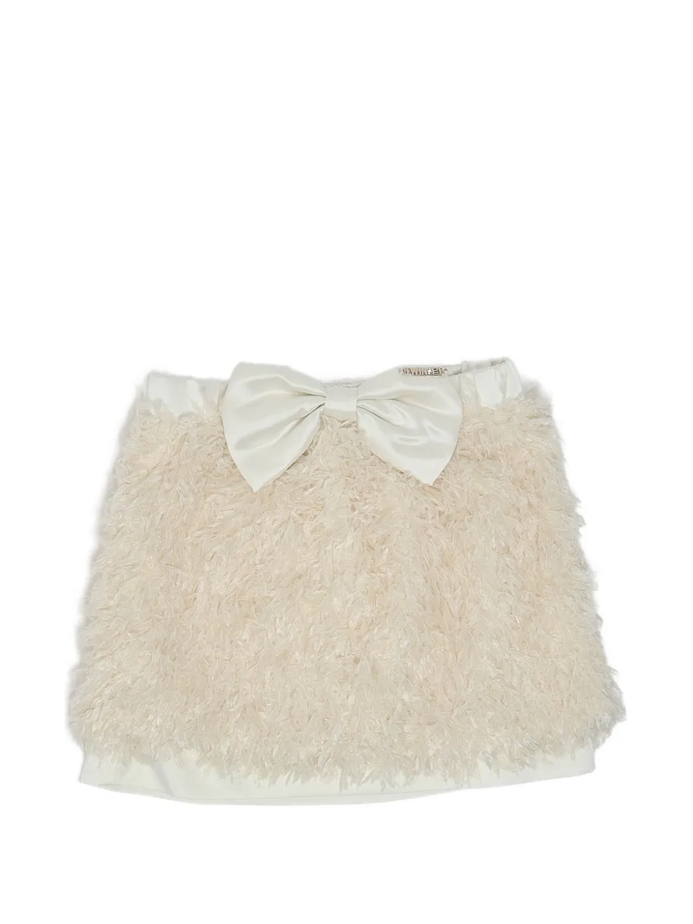 TWINSET Kids bow-detail faux-fur skirt Beige
